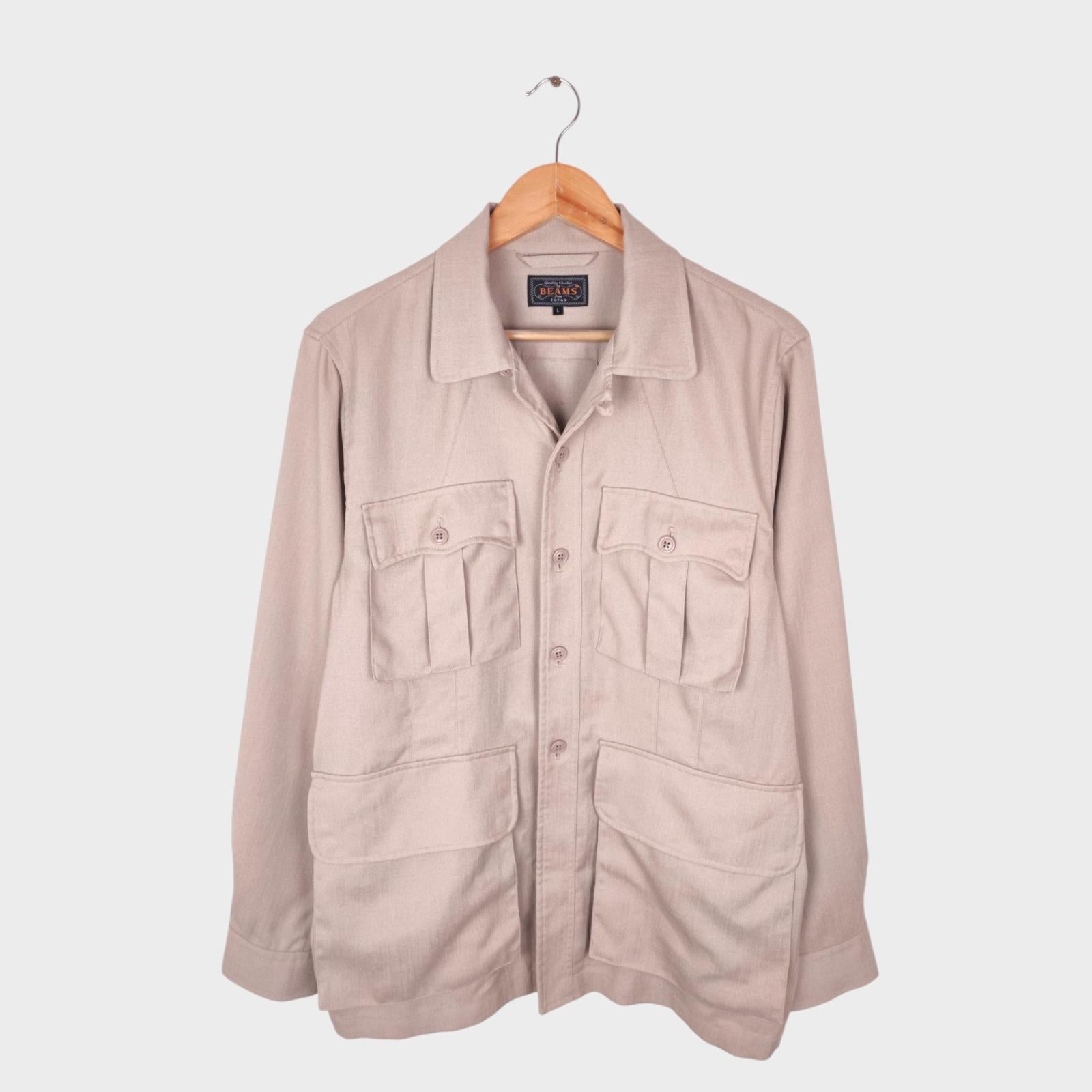 BEAMS PLUS Men's Beige Komatsu Military Tropical Jungle Safari Jacket