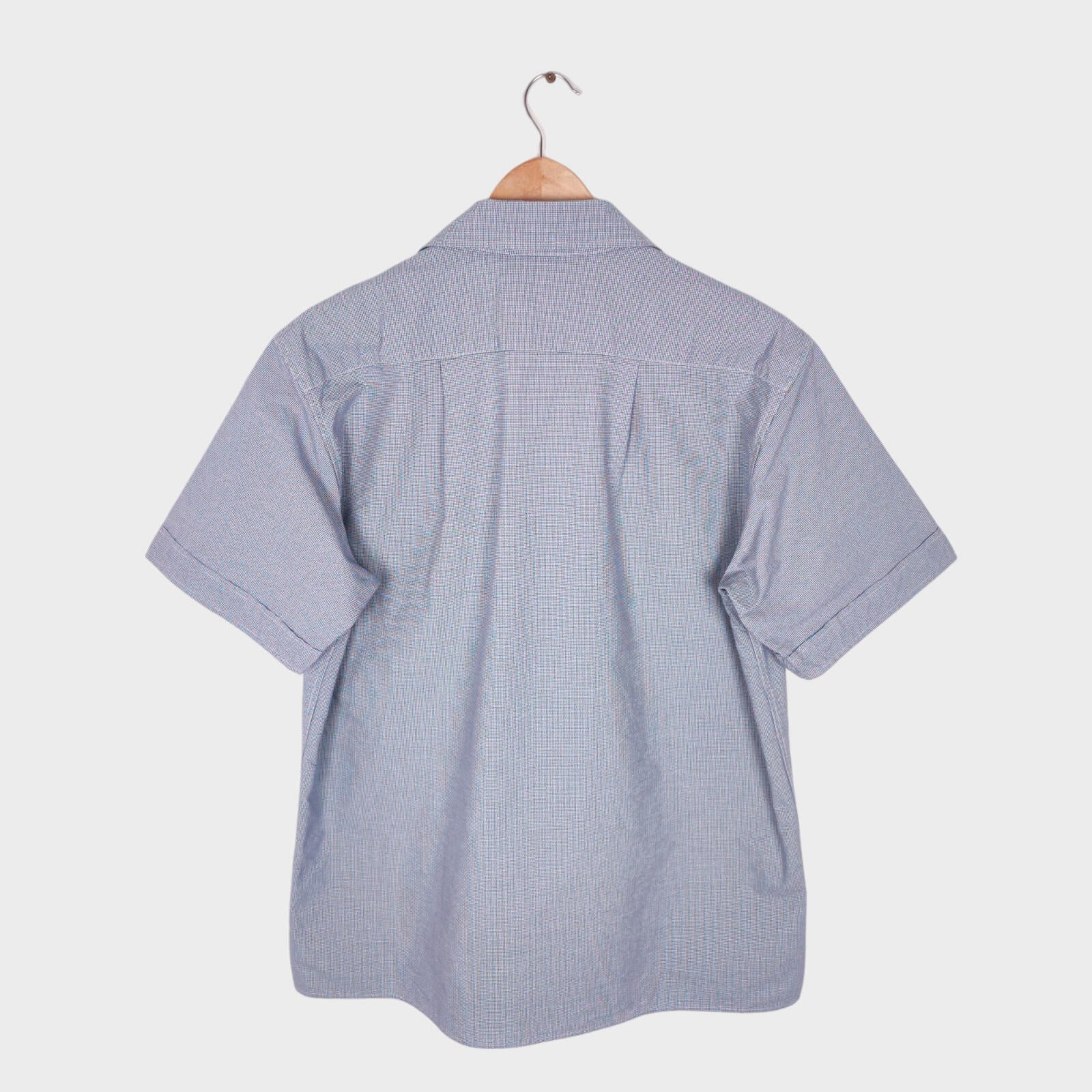 MHL MARGARET HOWELL Men's Blue Short Sleeved Micro Dogtooth Shirt