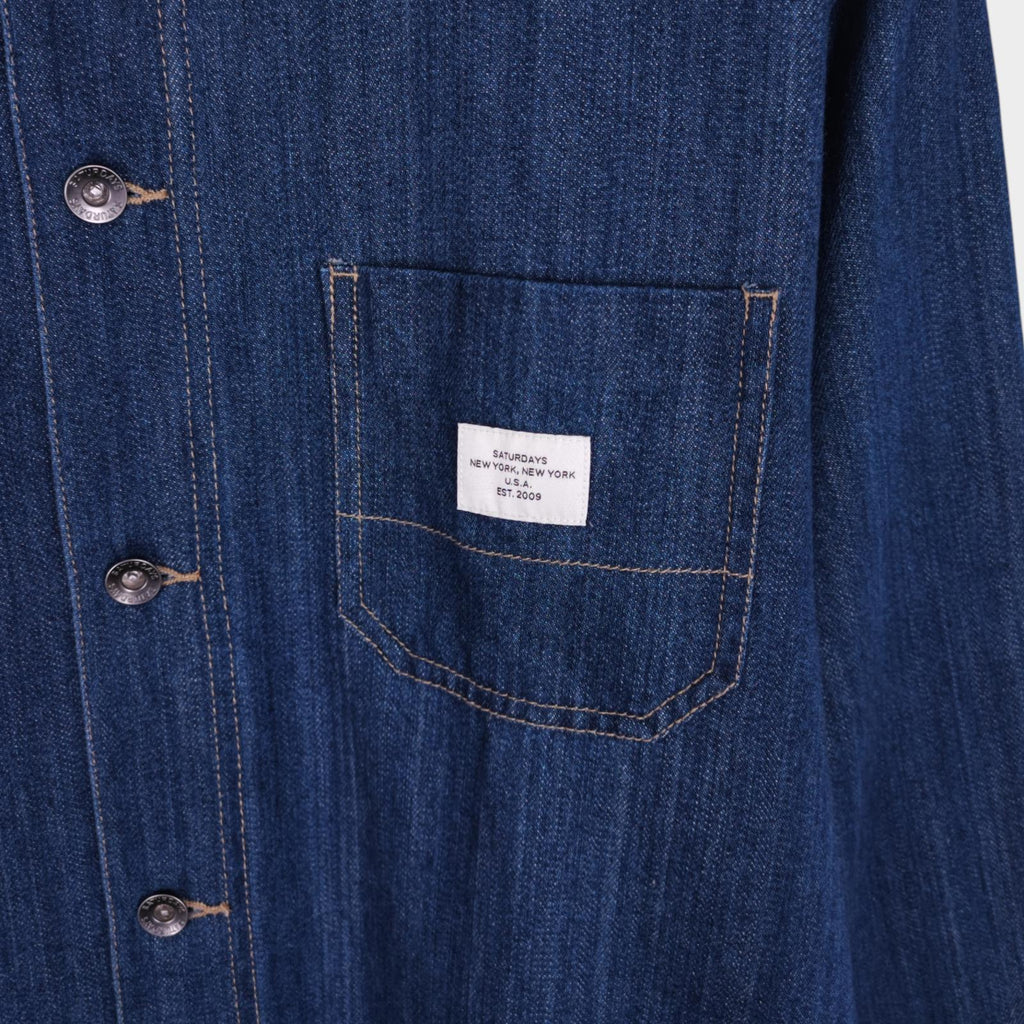 SATURDAYS NYC Men's Blue Denim Utility Chore Jacket