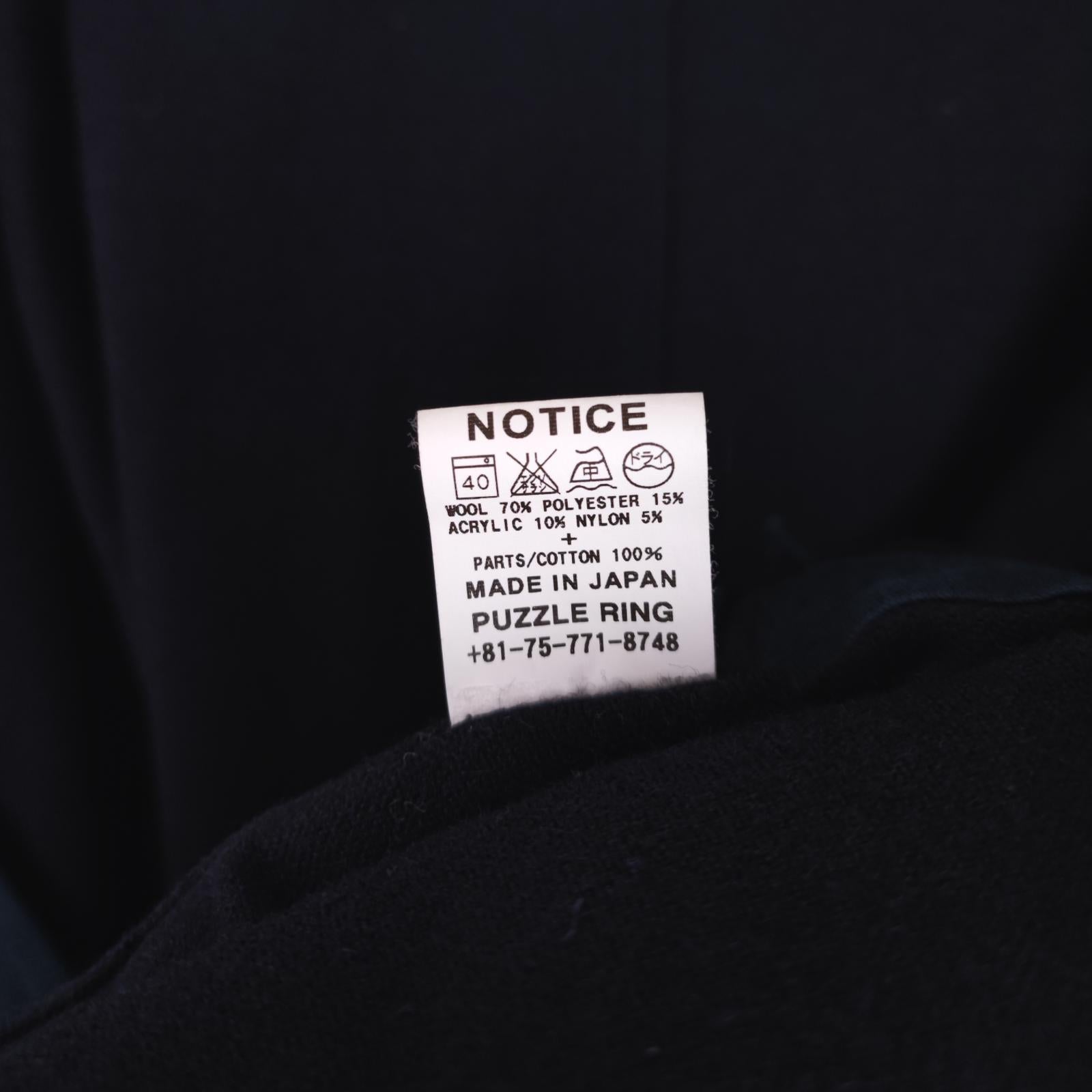 SASSAFRAS Men's Made in Japan Navy Blue Wool Blend Blower Bud Parka Jacket