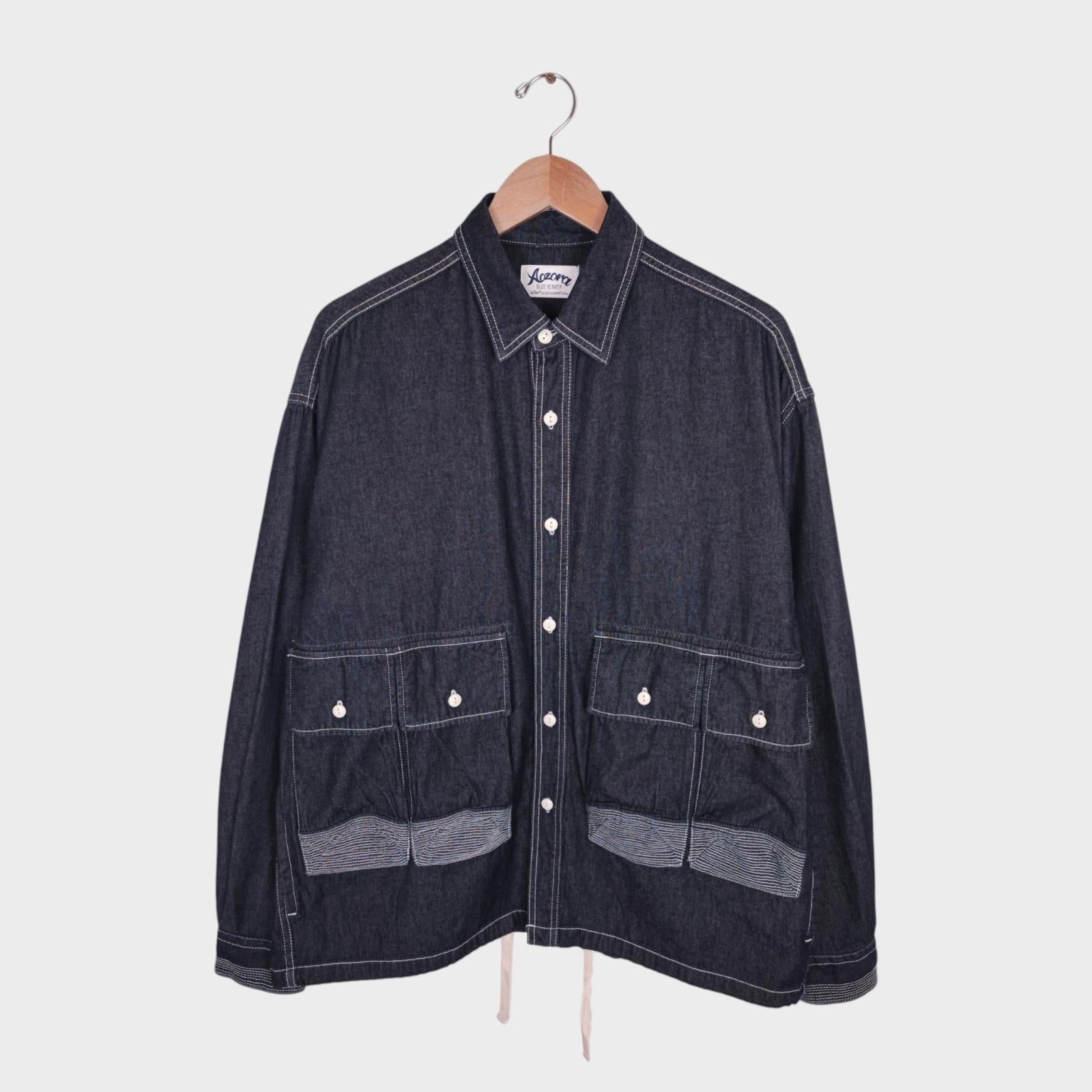 AOZORA BLUE HEAVEN Japan Men's Dark Blue Oversized Utility Denim Jacket