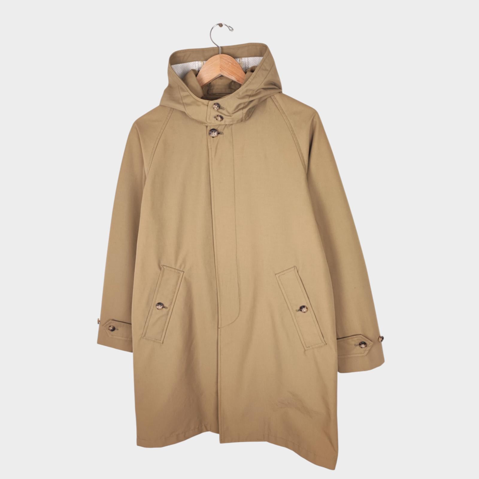 BEAMS PLUS Men's Beige 60/40 Cotton Nylon Hooded Parka Jacket