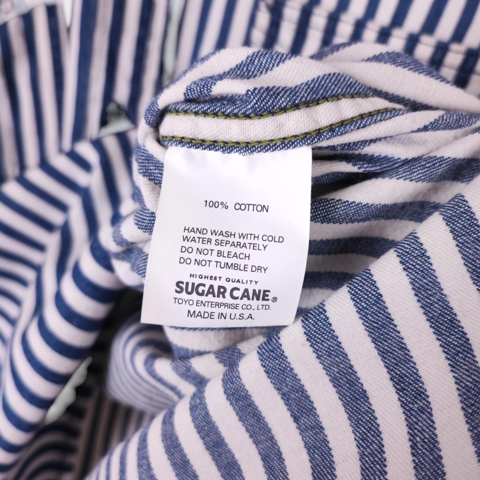 MISTER FREEDOM x SUGAR CANE Men's Made in USA Blue Striped Pullover Shirt