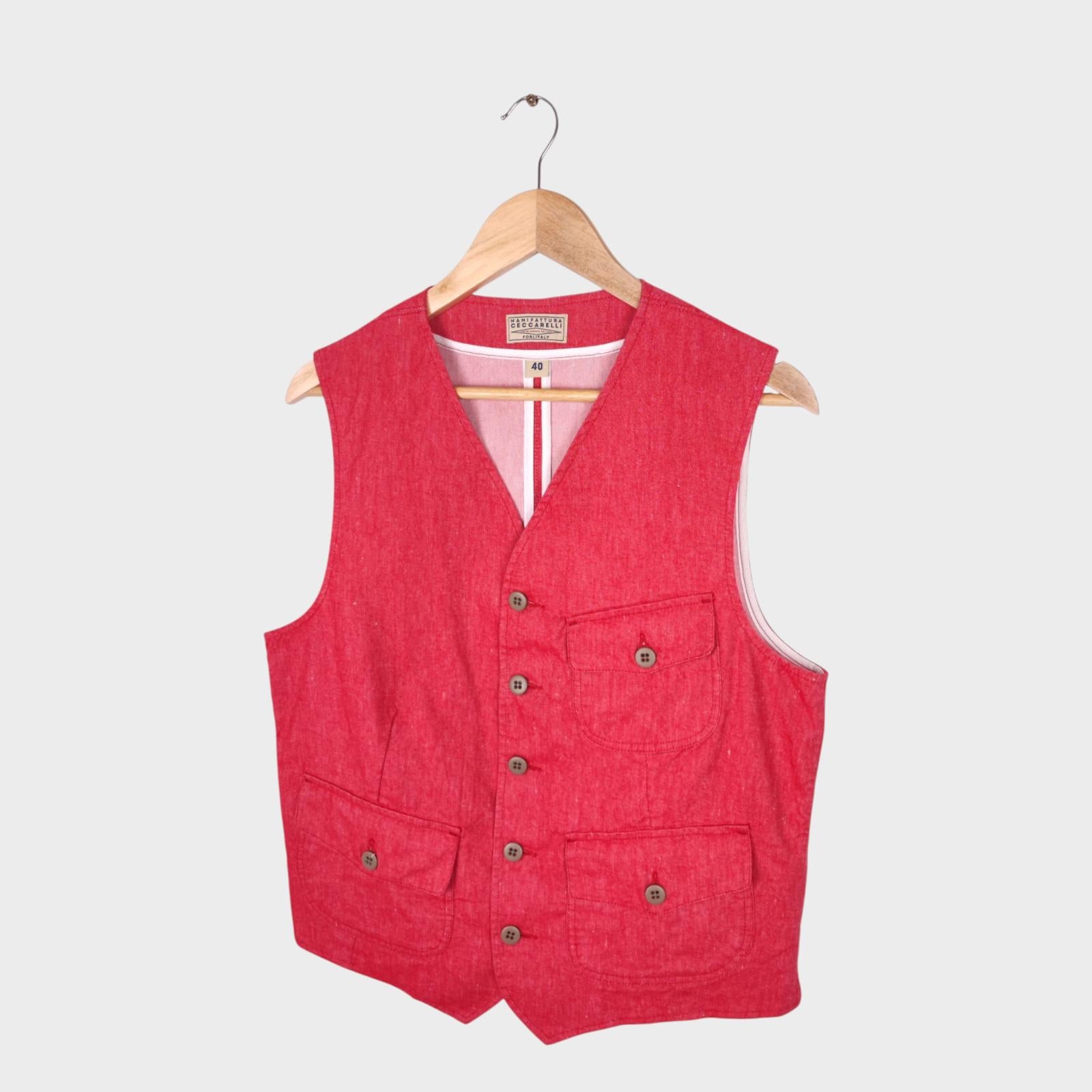 MANIFATTURA CECCARELLI Men's Pastel Red Made in Italy Waistcoat