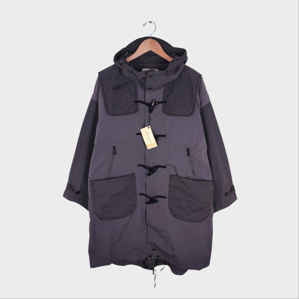 NORBIT BY HIROSHI NOZAWA Men's Grey Water Repellent Nylon Duffle Mod Coat Jacket