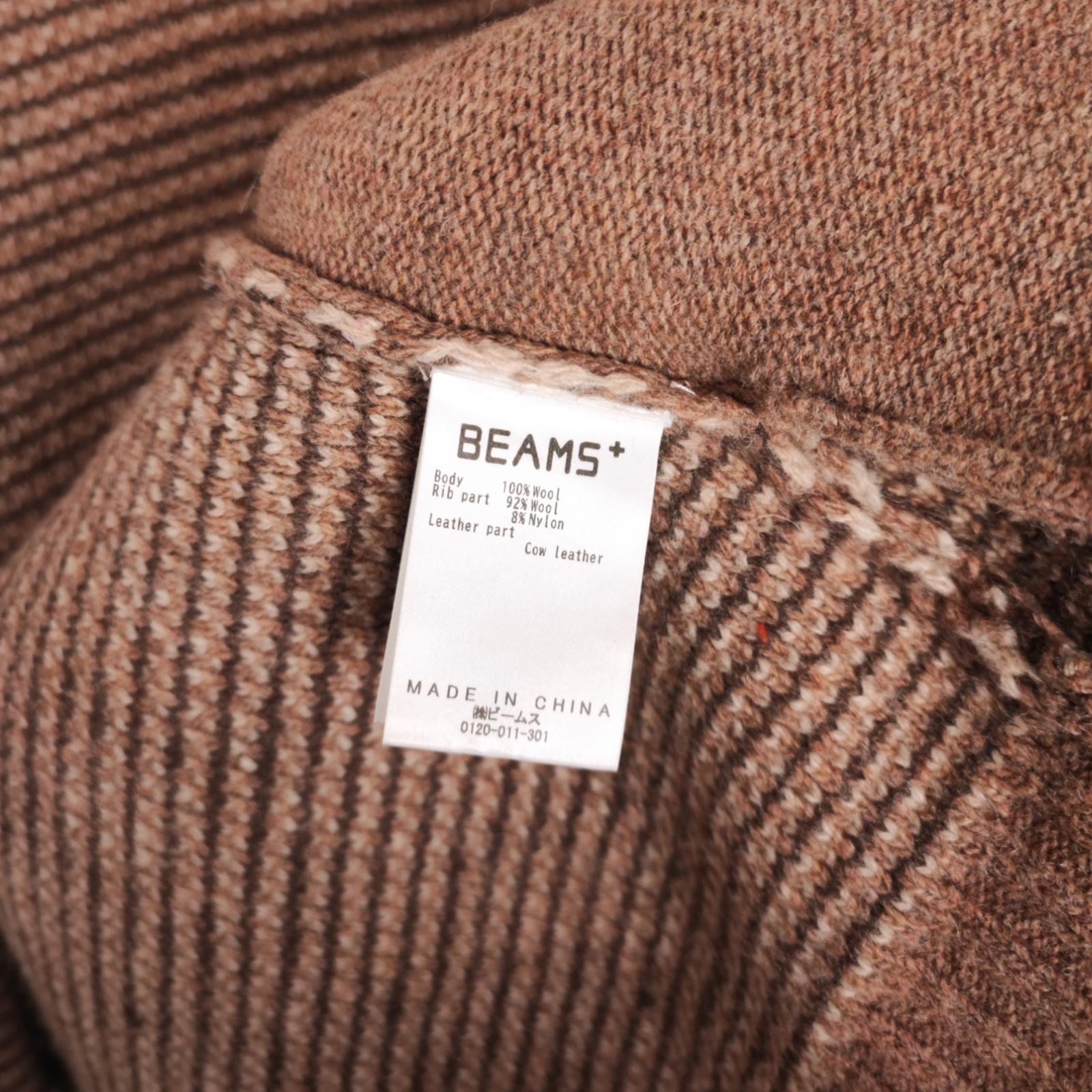 BEAMS PLUS Men's Beige 100% Heavyweight Wool Jacquard Patchwork Jacket