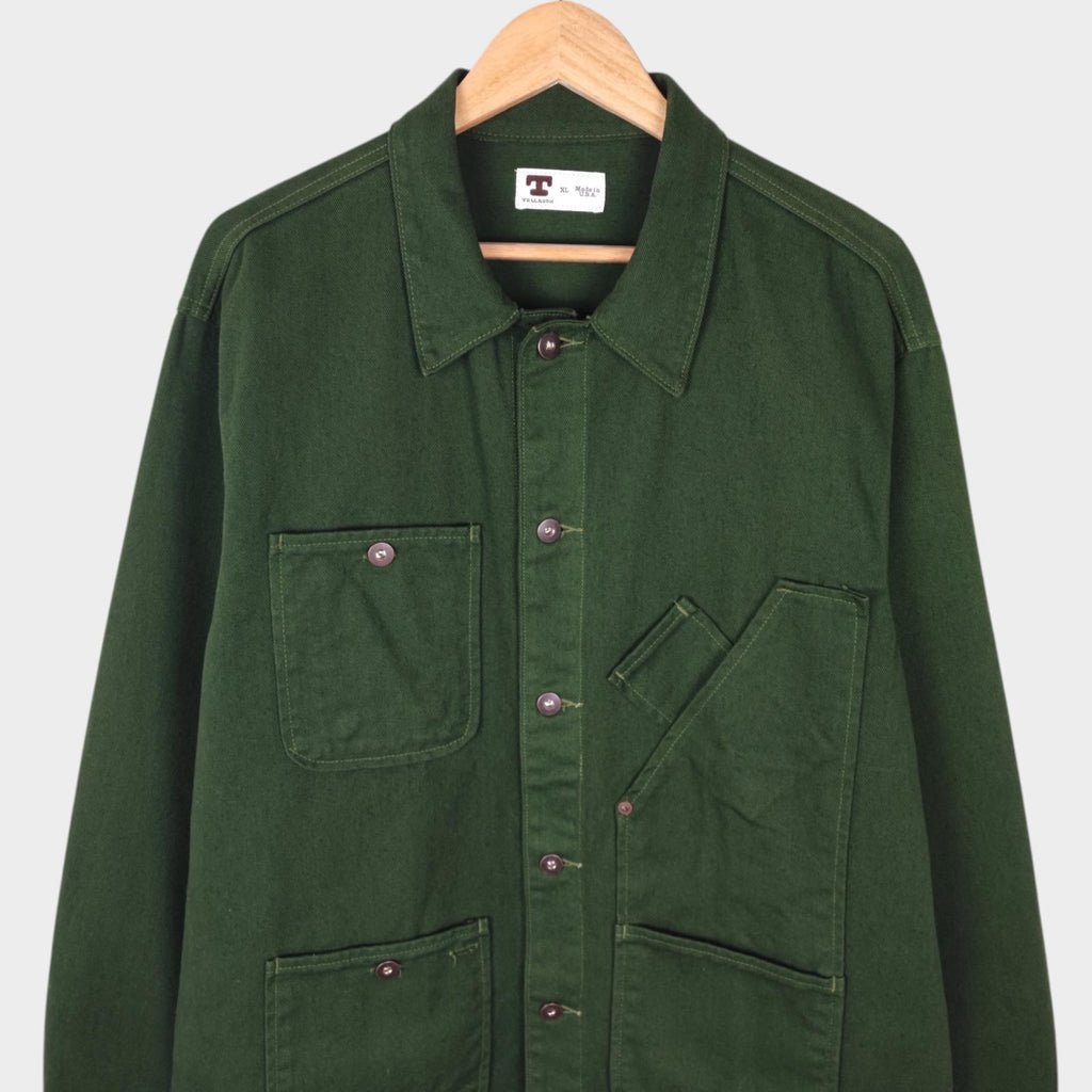 TELLASON Men's Green Made in USA Bull Denim Chore Jacket
