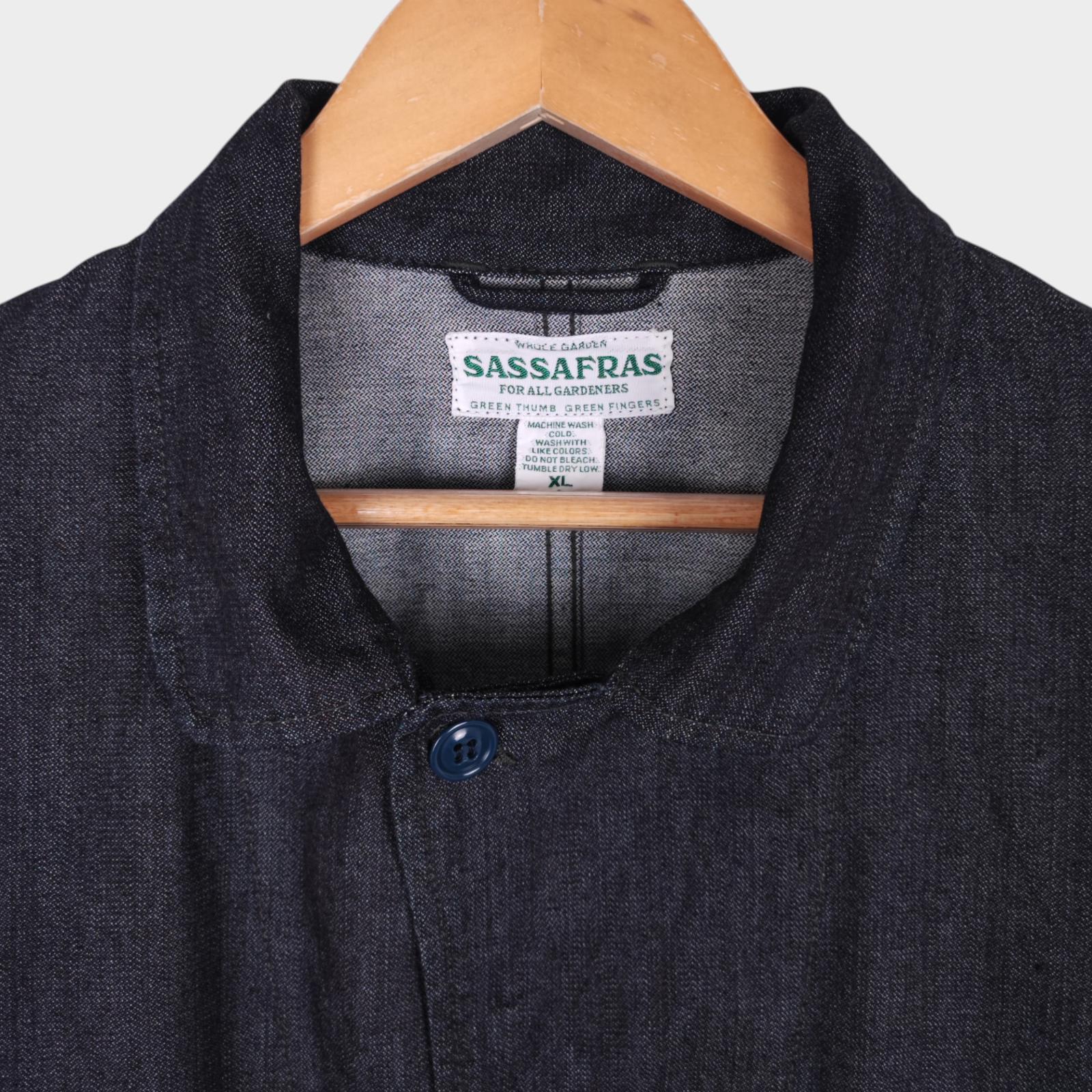 SASSAFRAS Men's Made in Japan Blue Denim Sprayer Chore Jacket