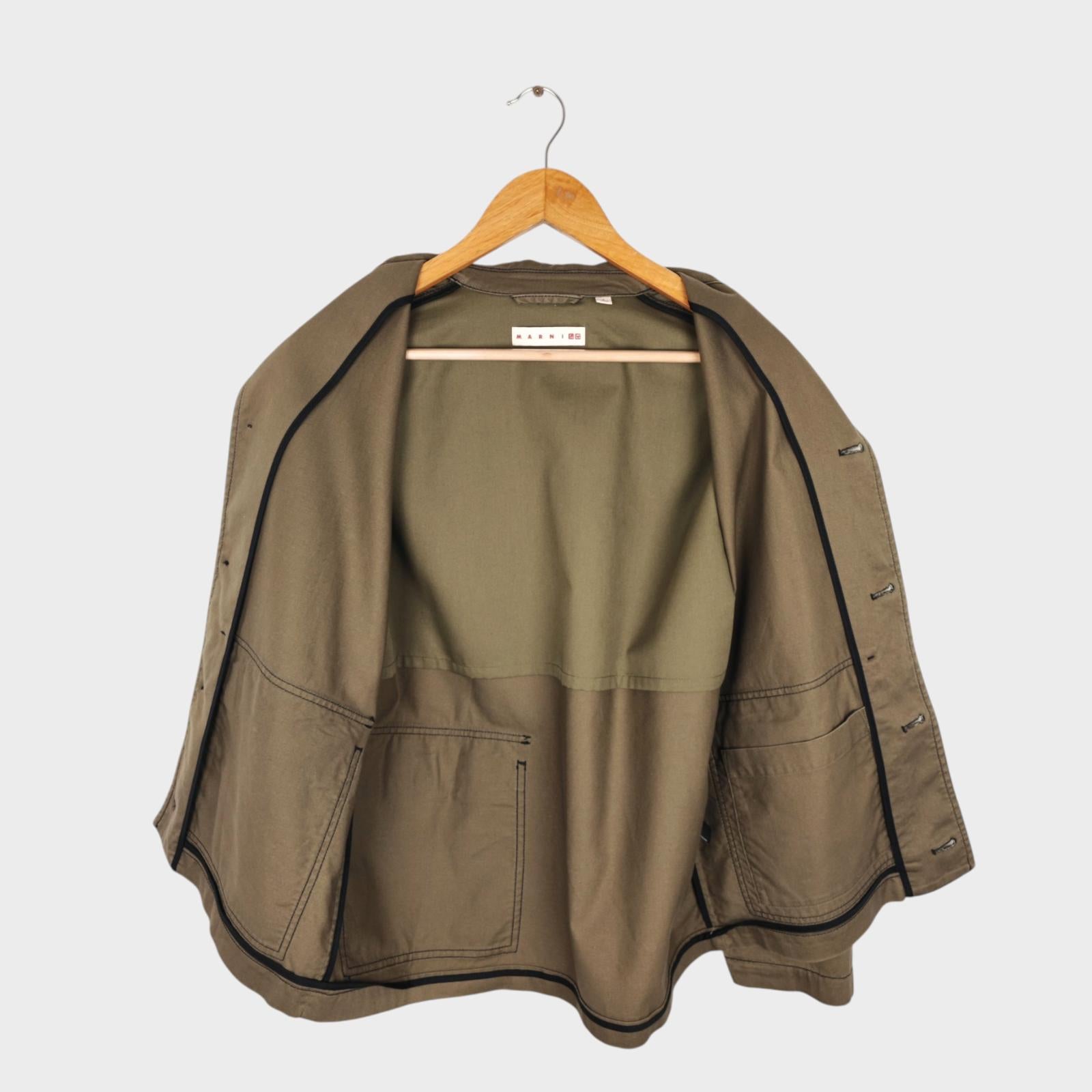 MARNI x UNIQLO Men's Khaki Green Cotton Twill Chore Jacket