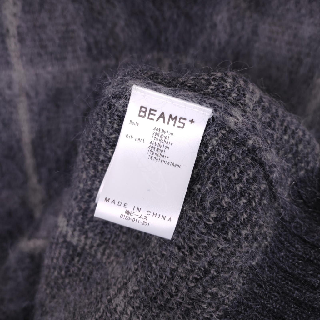 BEAMS PLUS Men's Grey Check Shaggy Mohair Wool Blend Vest
