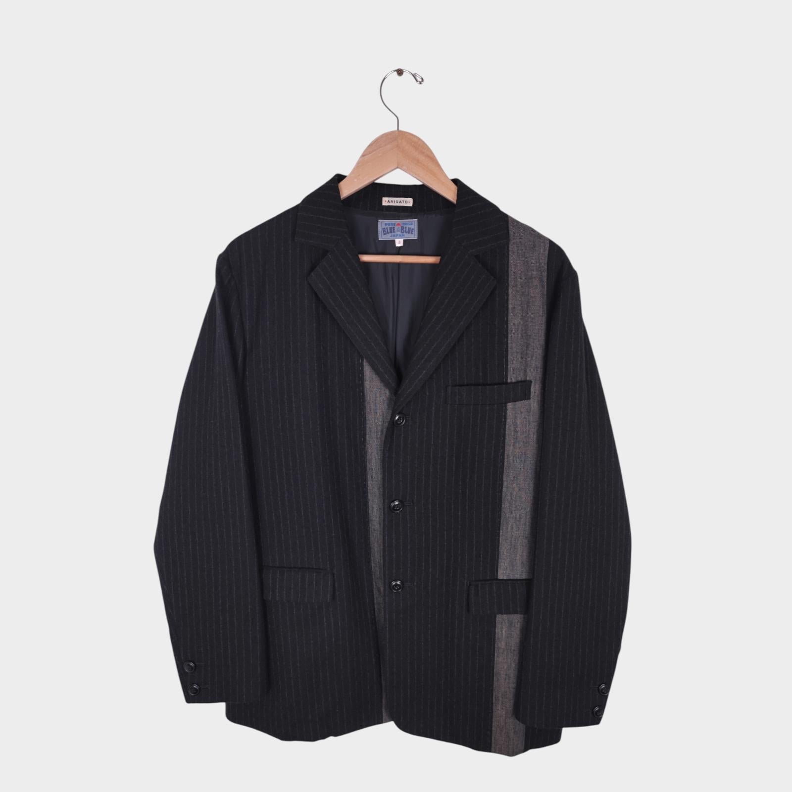 BLUE BLUE JAPAN Men's Made in Japan 100% Wool Panelled Blazer Jacket