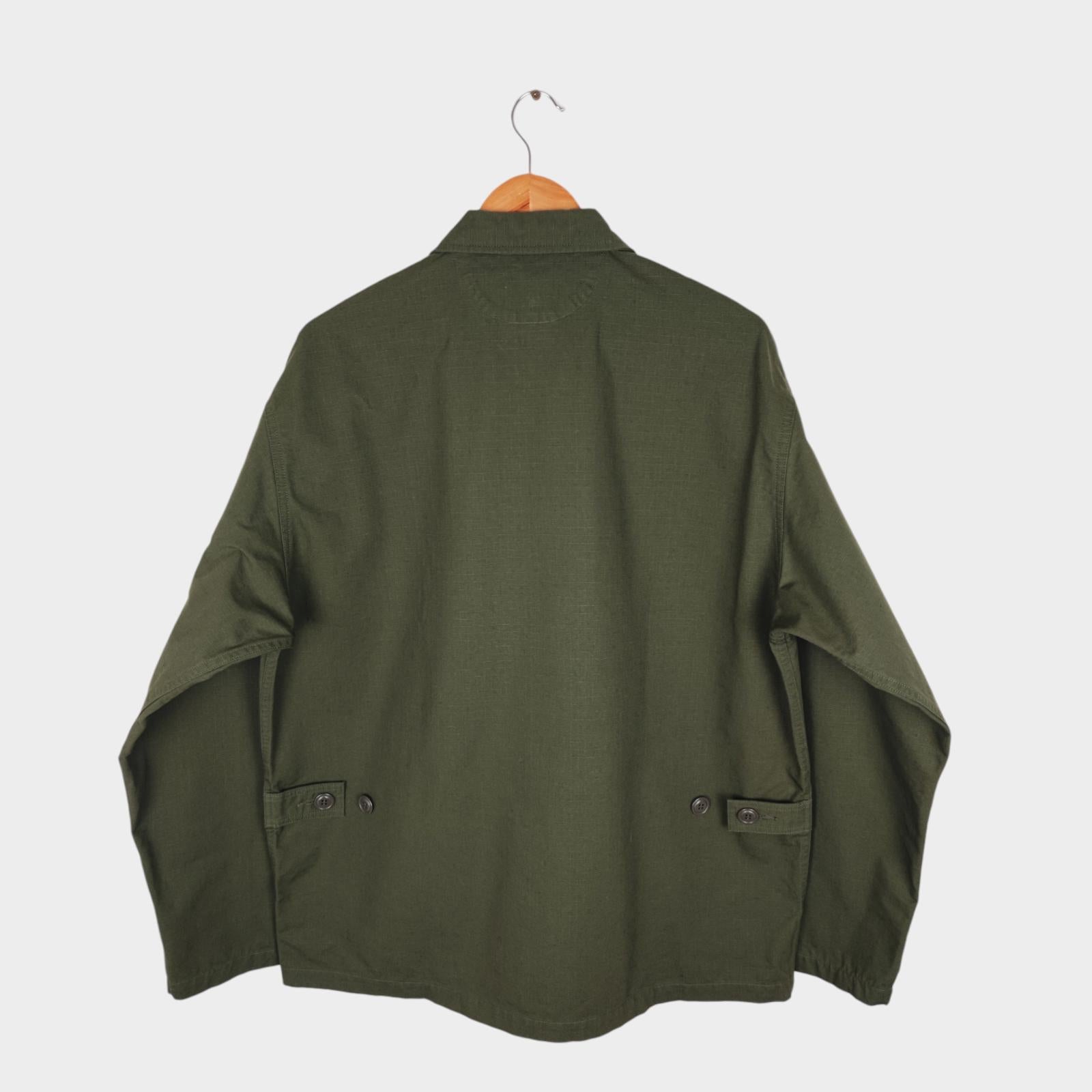 JAPAN BLUE JEANS Men's Made in Japan Green Military Heavyweight Ripstop Cotton Jacket