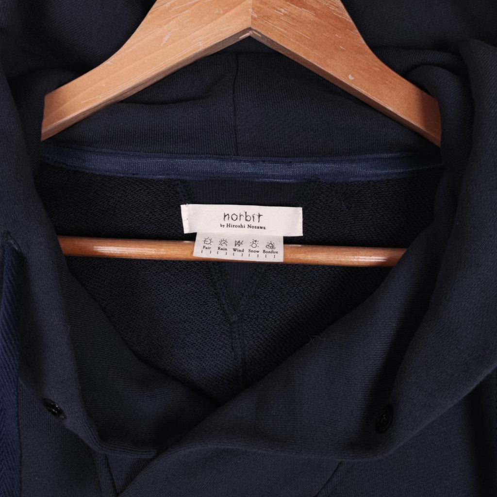 NORBIT BY HIROSHI NOZAWA Men's Dark Navy Shawl Collar Sweat Hoodie