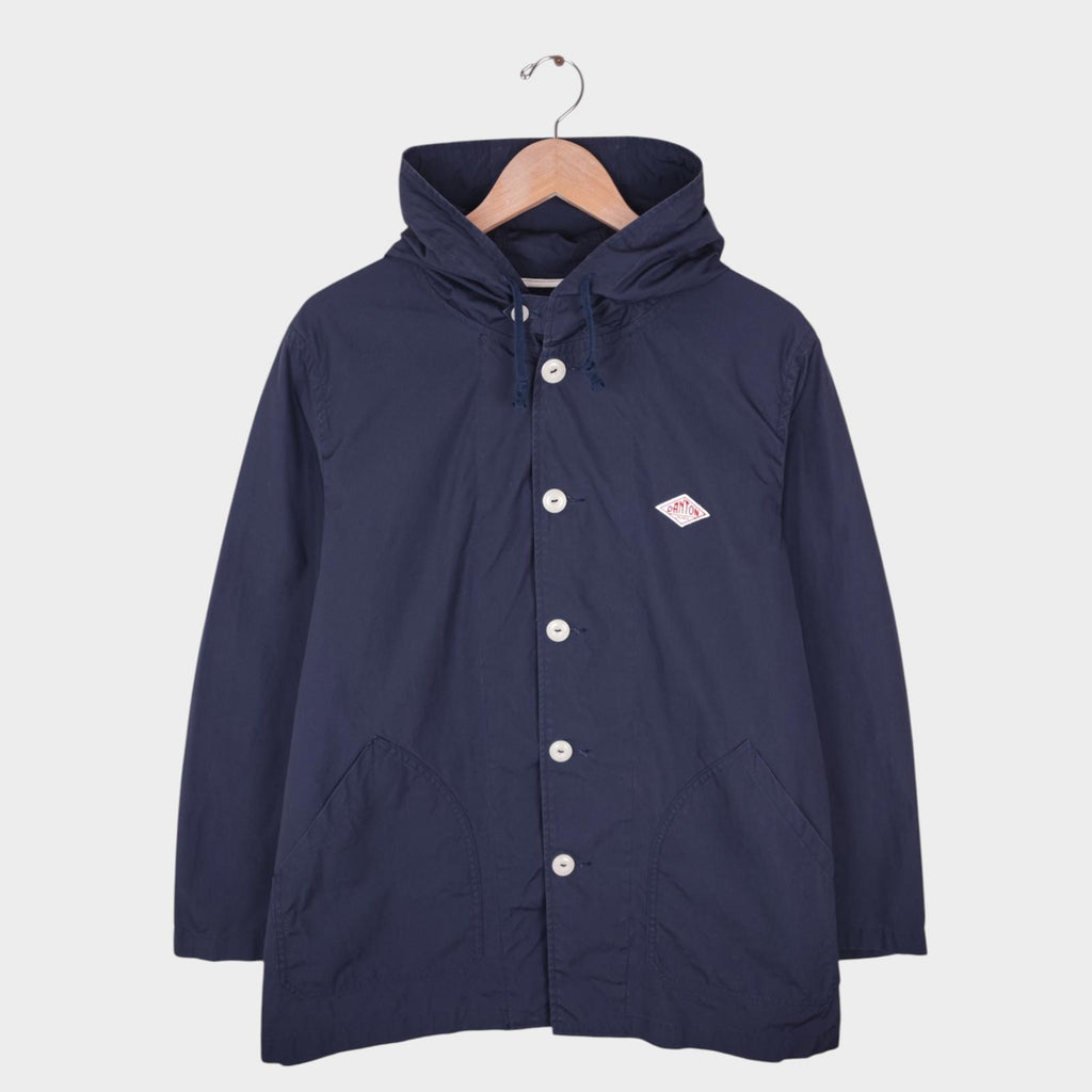 DANTON Men's Blue Made in Japan Cotton Poplin Hooded Jacket