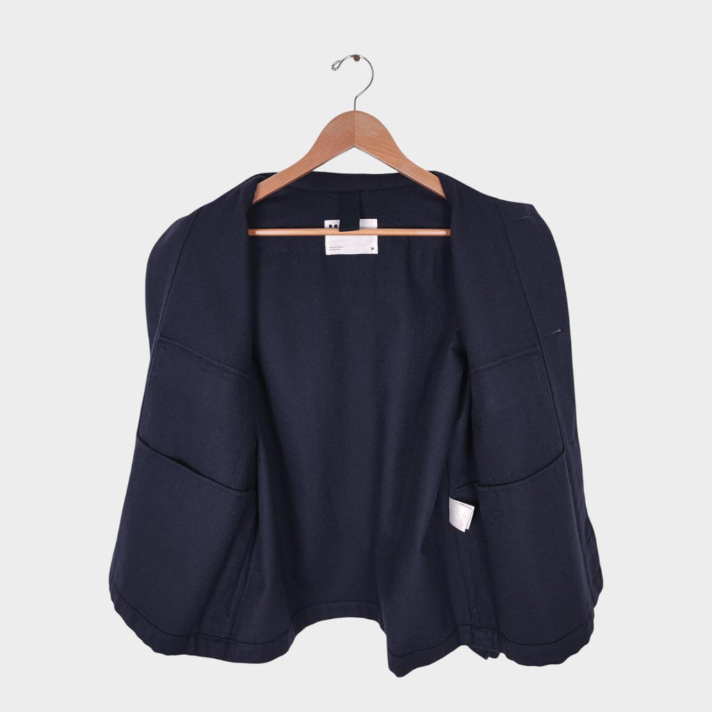 MHL MARGARET HOWELL Men's Navy Blue Wool/Cotton Blouson Jacket