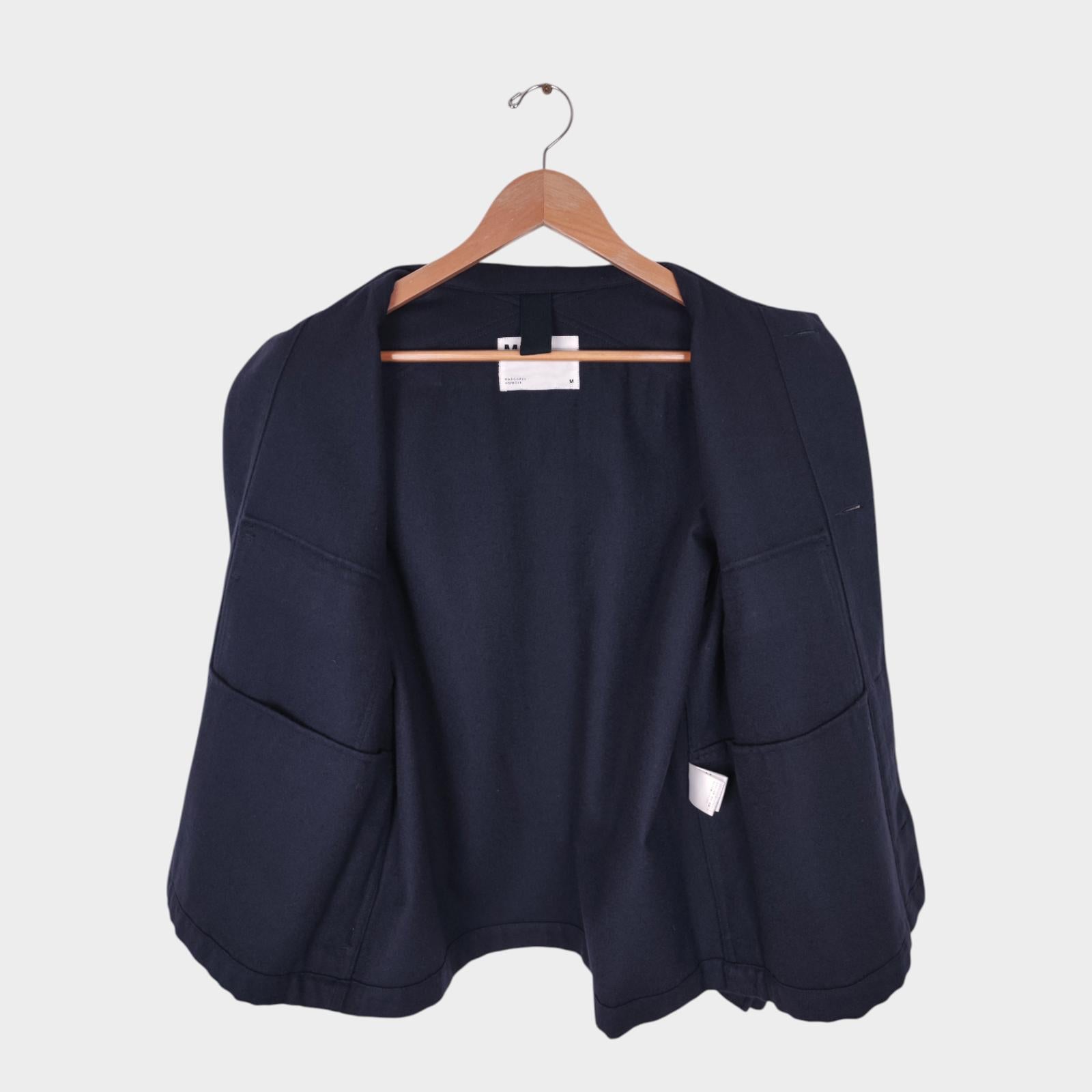 MHL MARGARET HOWELL Men's Navy Blue Wool/Cotton Blouson Jacket