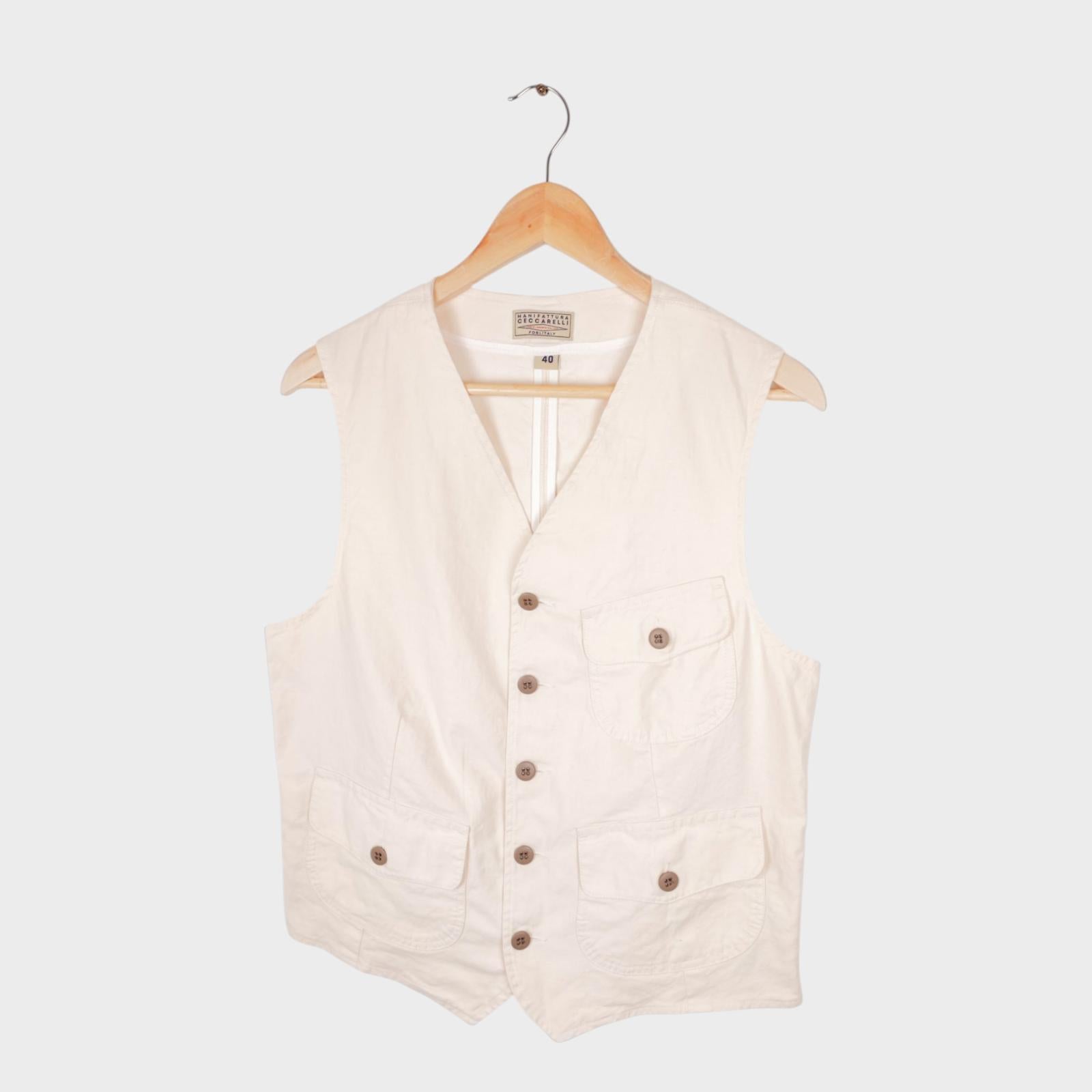MANIFATTURA CECCARELLI Men's Cream Made in Italy Waistcoat