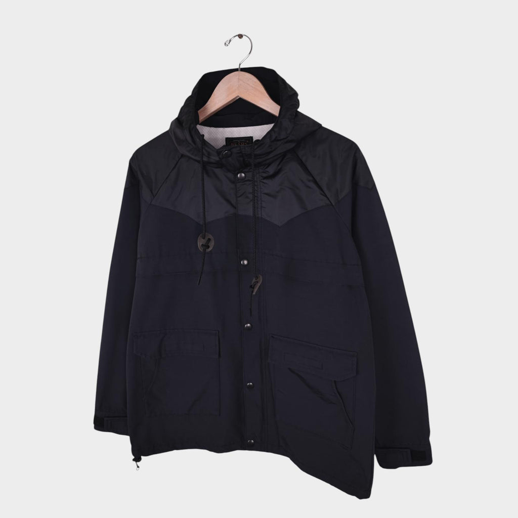 BEAMS PLUS Men's Black 60/40 Cotton Nylon Hooded Mountain Parka Jacket