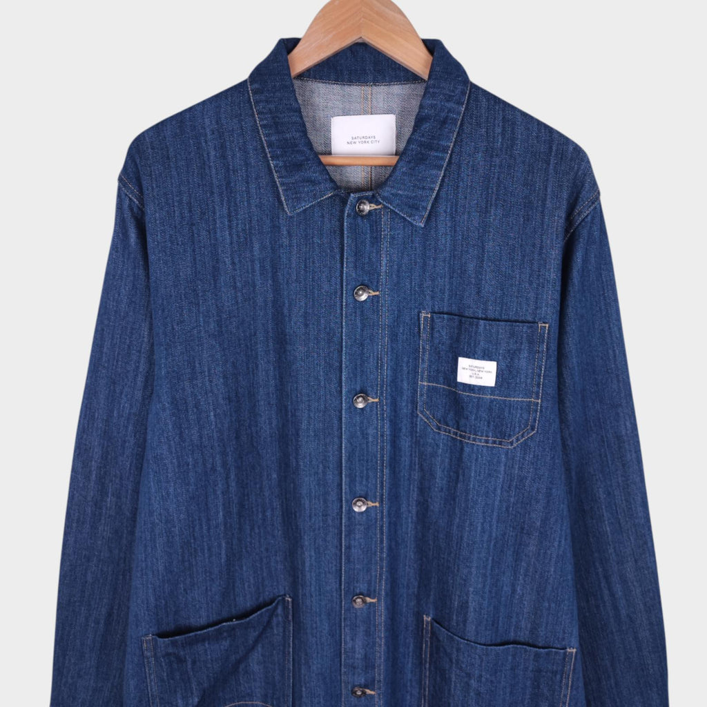 SATURDAYS NYC Men's Blue Denim Utility Chore Jacket