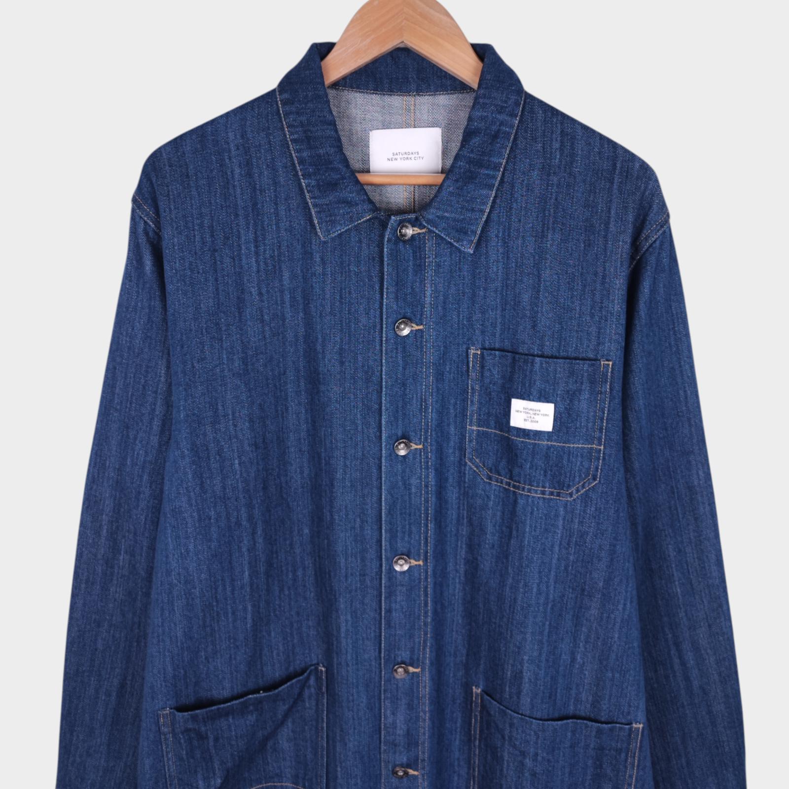 SATURDAYS NYC Men's Blue Denim Utility Chore Jacket