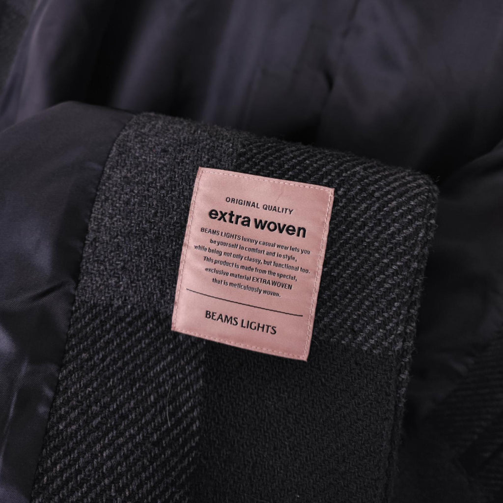 BEAMS LIGHTS Men's Grey Check Heavyweight Knitted Coat