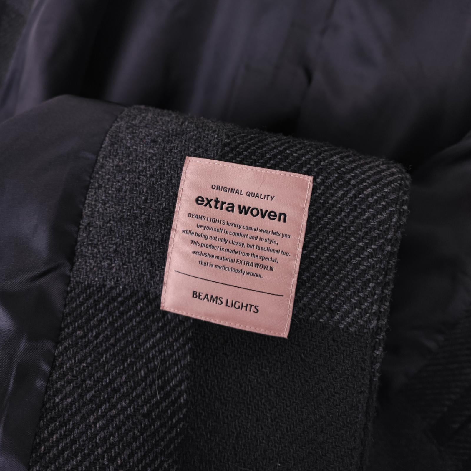 BEAMS LIGHTS Men's Grey Check Heavyweight Knitted Coat
