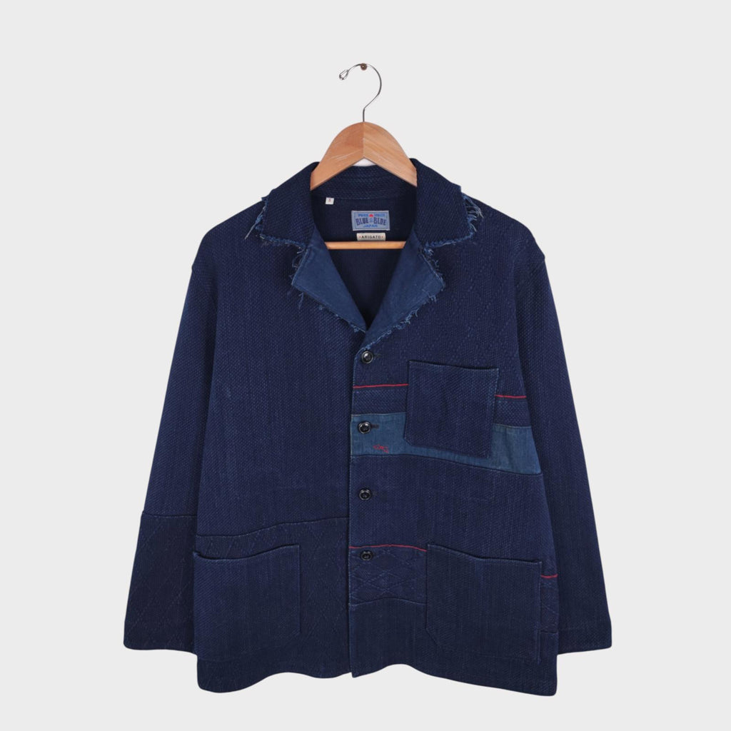 BLUE BLUE JAPAN Men's Made in Japan Blue Sashiko Boro Patchwork Chore Jacket