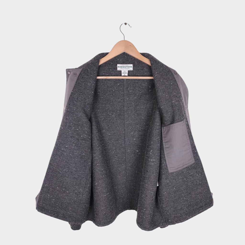 SASSAFRAS Men's Made in Japan Grey Wool Blend Leaf Blower Jacket