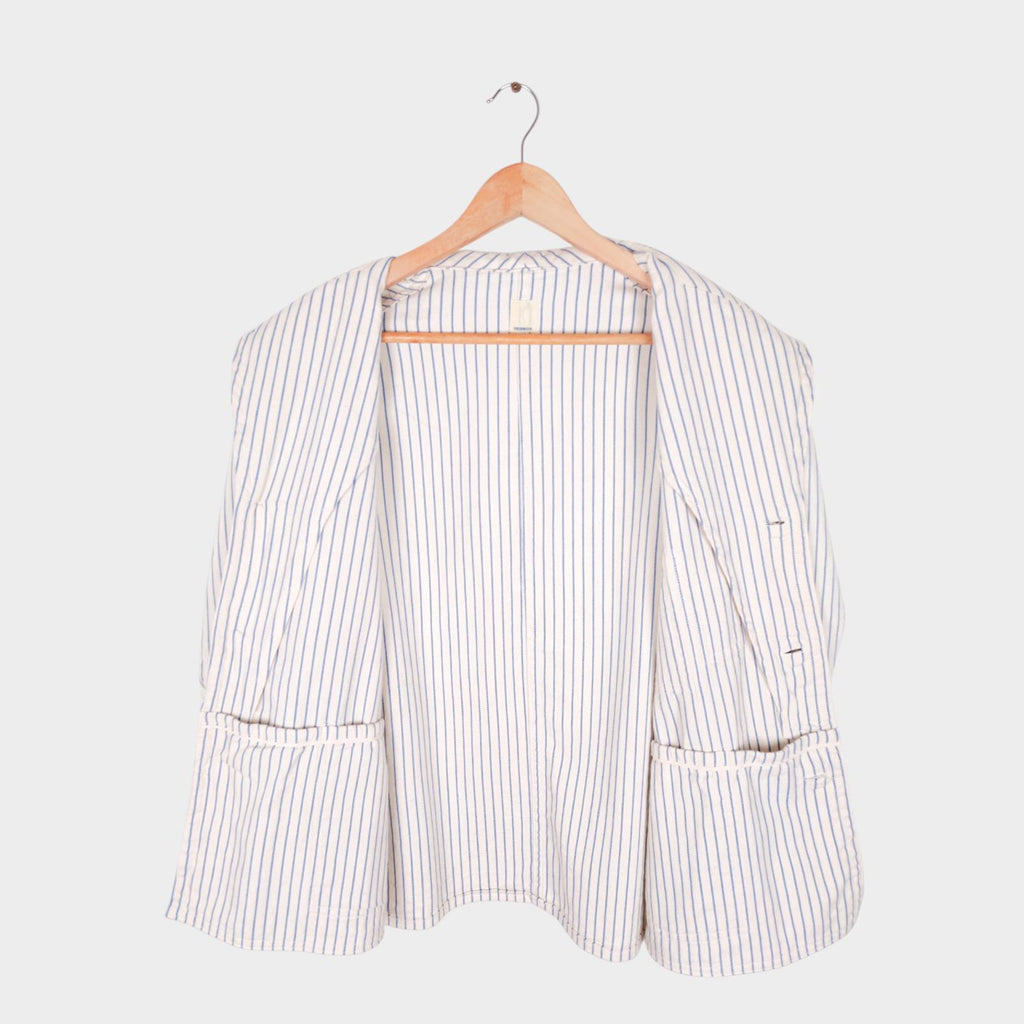 TATAMIZE Men's Made in Japan Striped Shawl Collar Chore Jacket