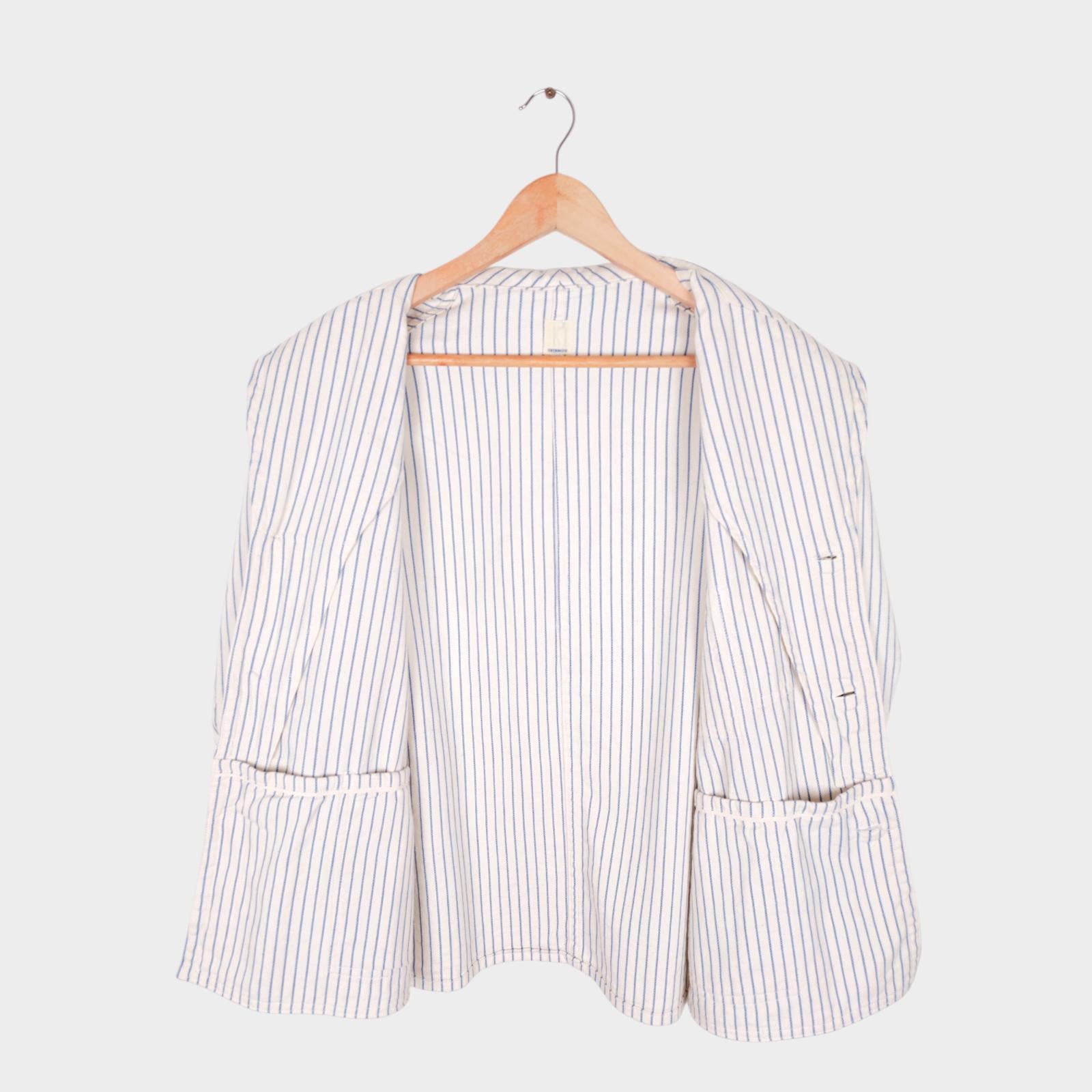 TATAMIZE Men's Made in Japan Striped Shawl Collar Chore Jacket