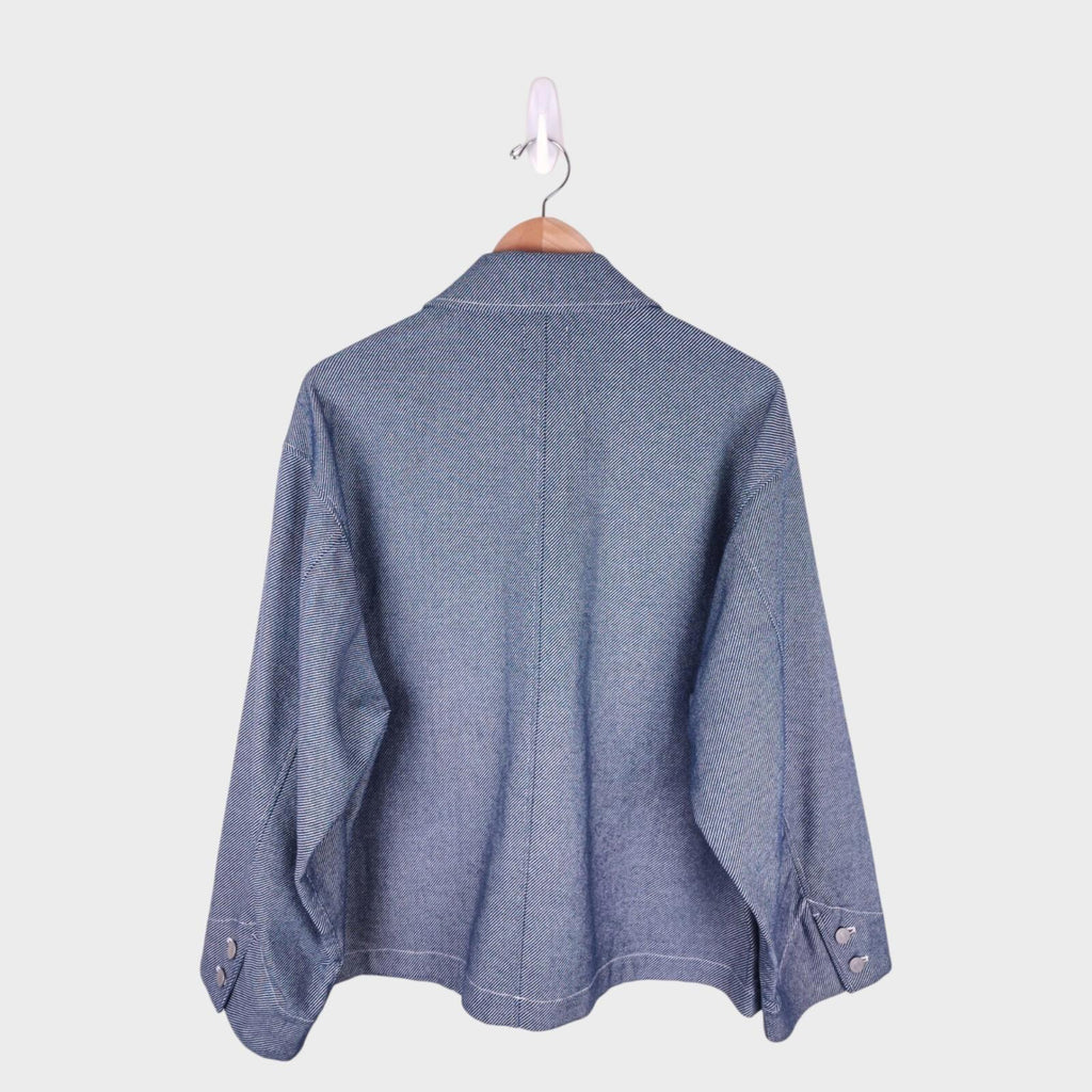 ALTIMA Men's Made in Japan Double Breasted Fine Stripe Chore Jacket