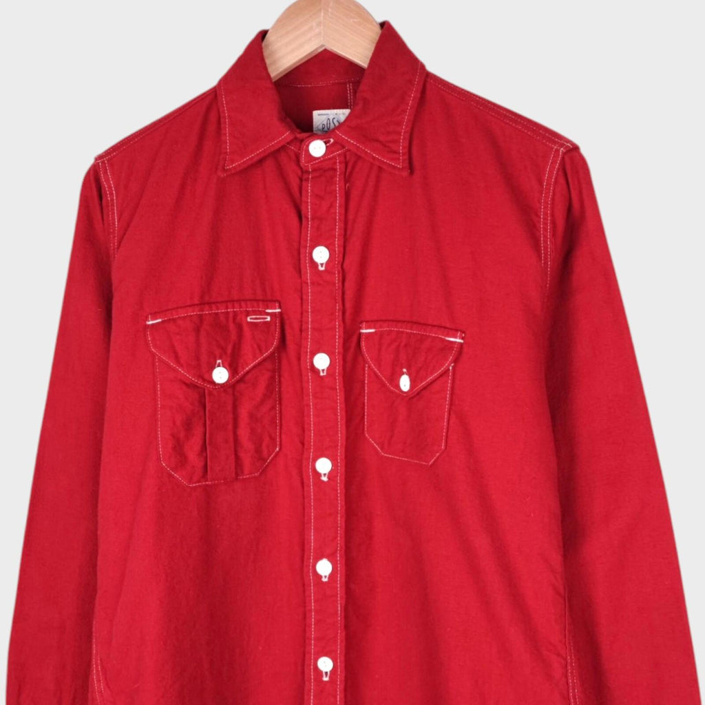 POST OVERALLS Men's Red Brushed Flannel Work Shirt