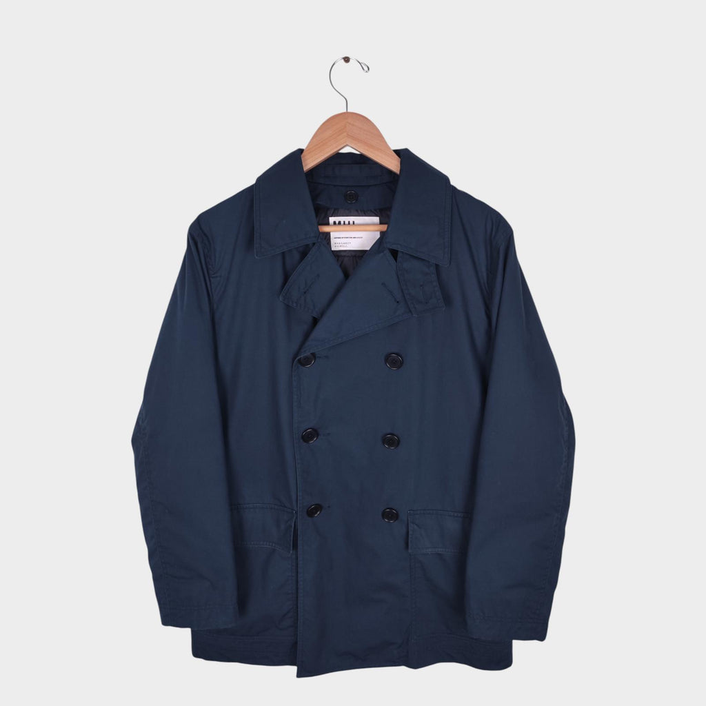 MHL MARGARET HOWELL Men's Dark Blue Double Breasted Detachable Liner Jacket