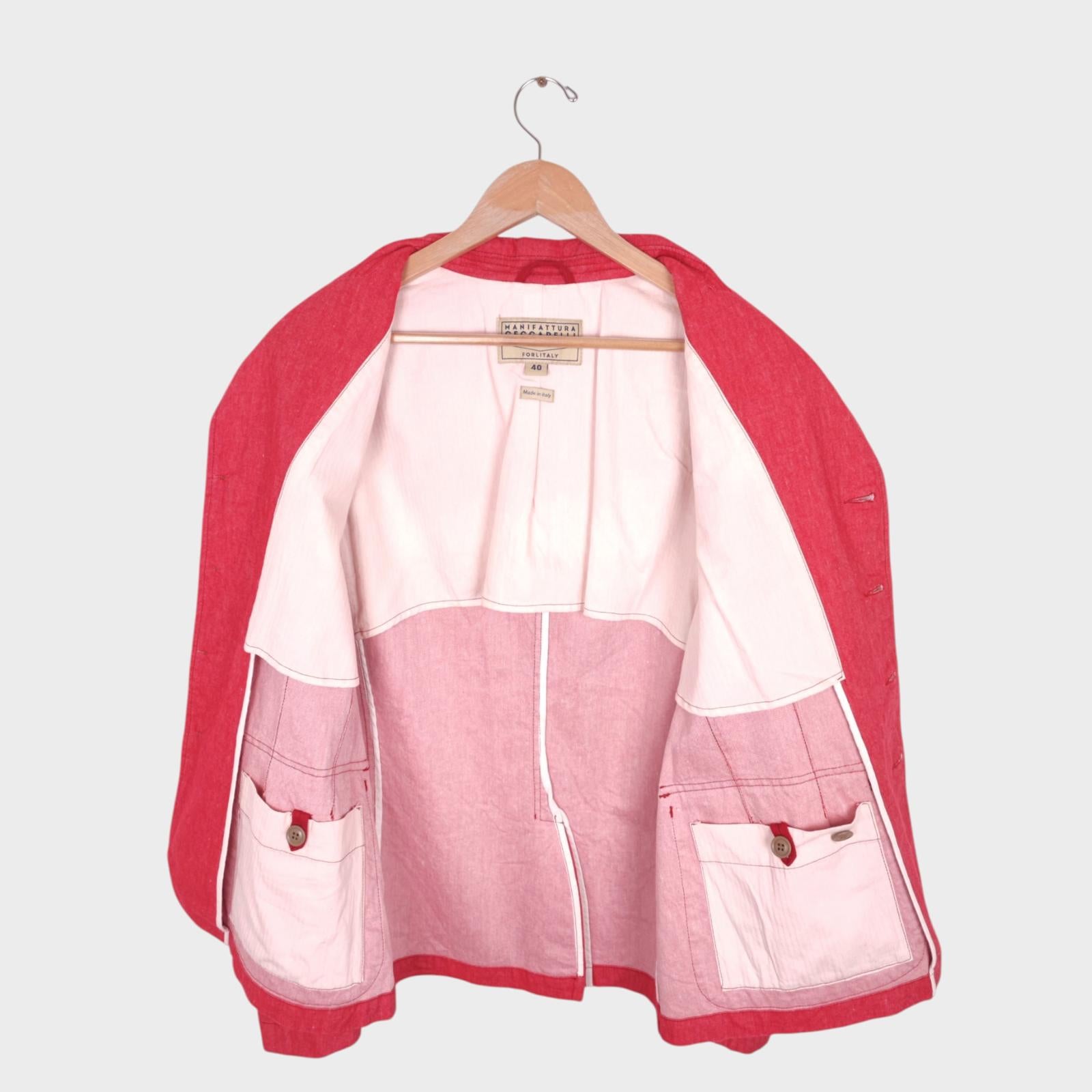 MANIFATTURA CECCARELLI Men's Pastel Red Made in Italy Chore Jacket