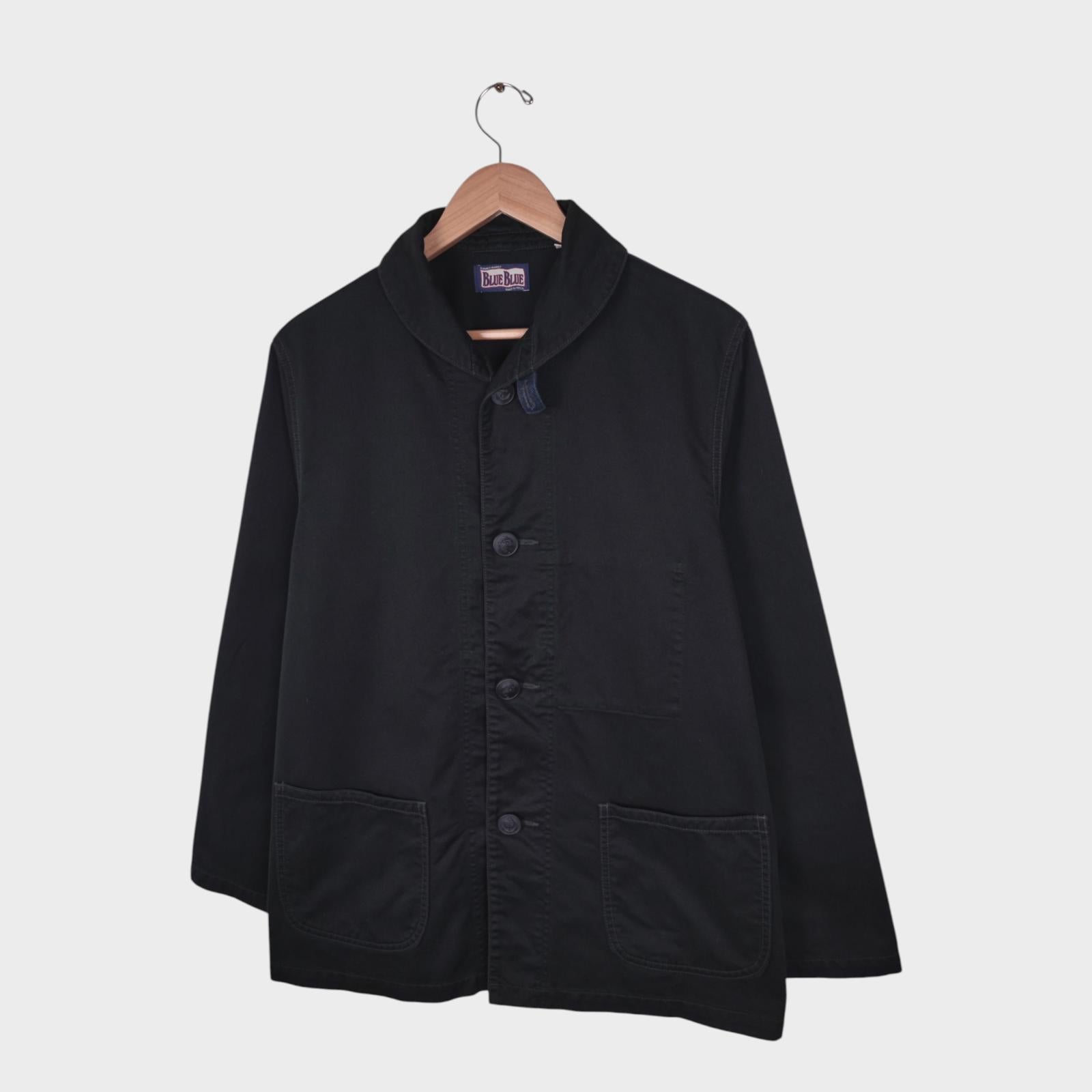 BLUE BLUE JAPAN Men's Made in Japan Black Shawl Collar Cotton Chore Jacket