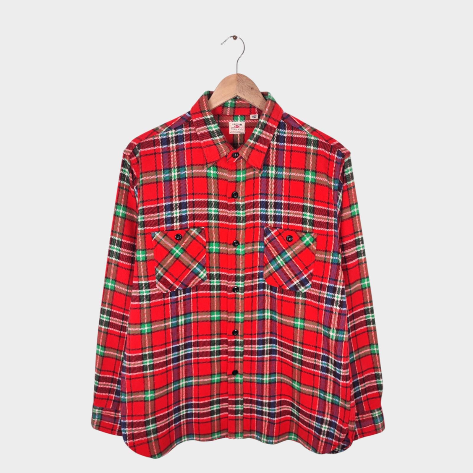 SUGAR CANE Men's Made in Japan Multicoloured Checked Flannel Work Shirt