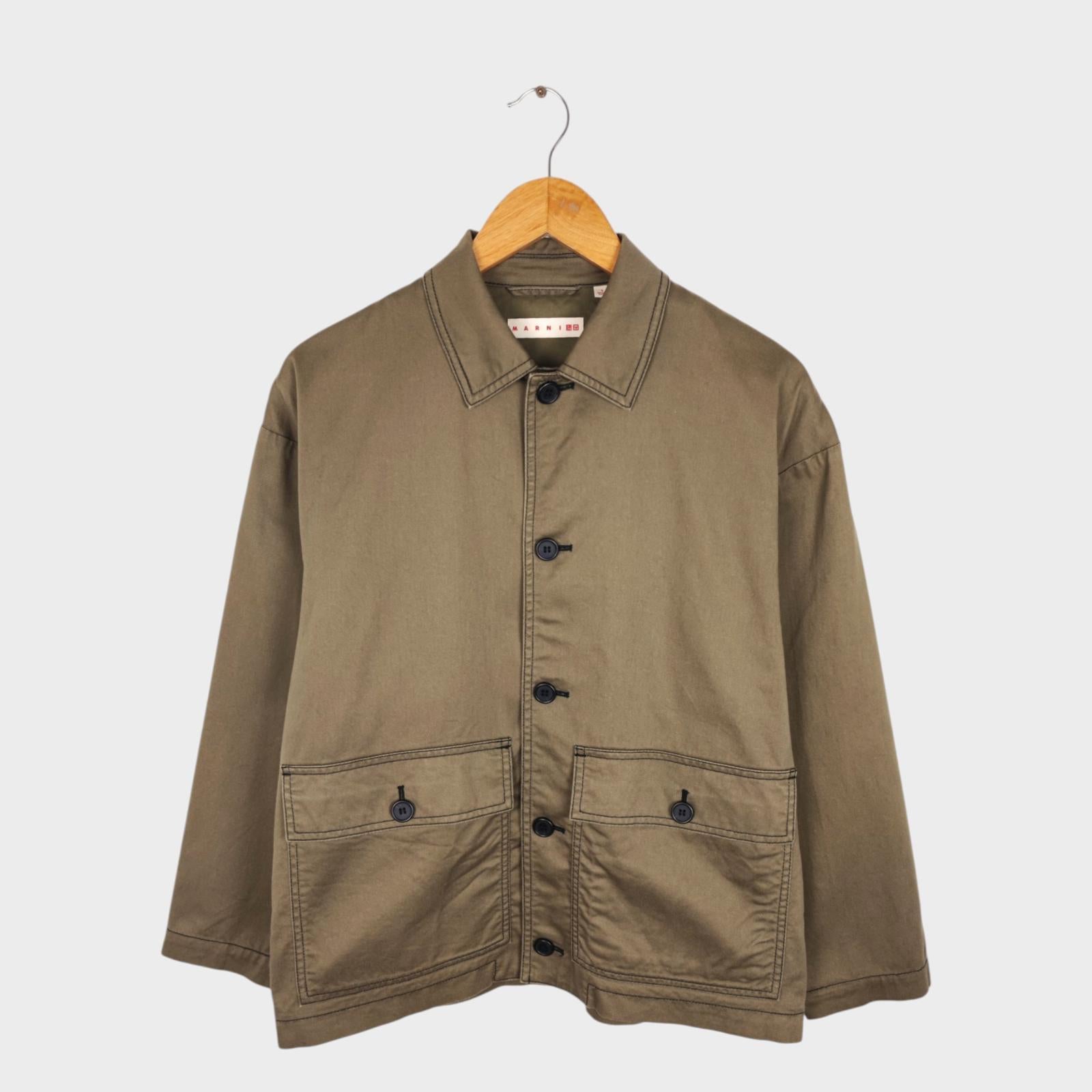 MARNI x UNIQLO Men's Khaki Green Cotton Twill Chore Jacket