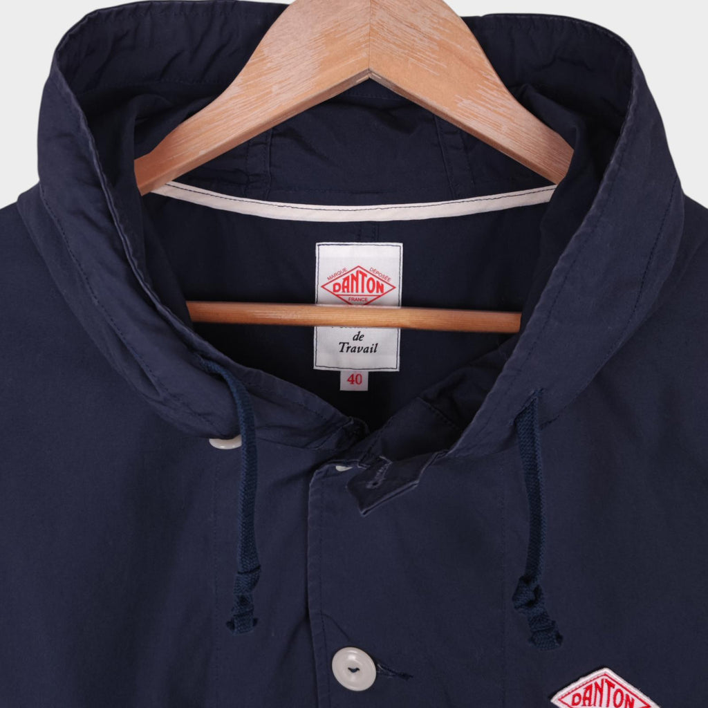 DANTON Men's Blue Made in Japan Cotton Poplin Hooded Jacket