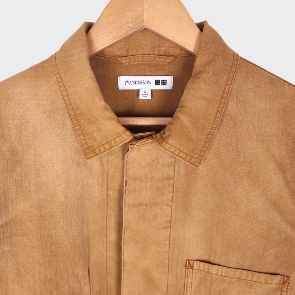 JW ANDERSON x UNIQLO Men's Washed Brown Embroidered Logo Chore Jacket