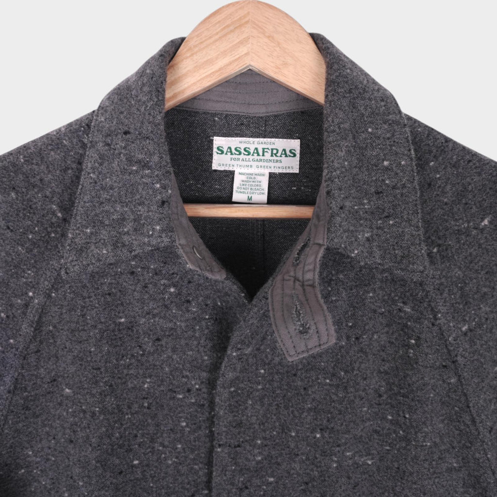 SASSAFRAS Men's Made in Japan Grey Wool Blend Fall Leaf Coat Jacket