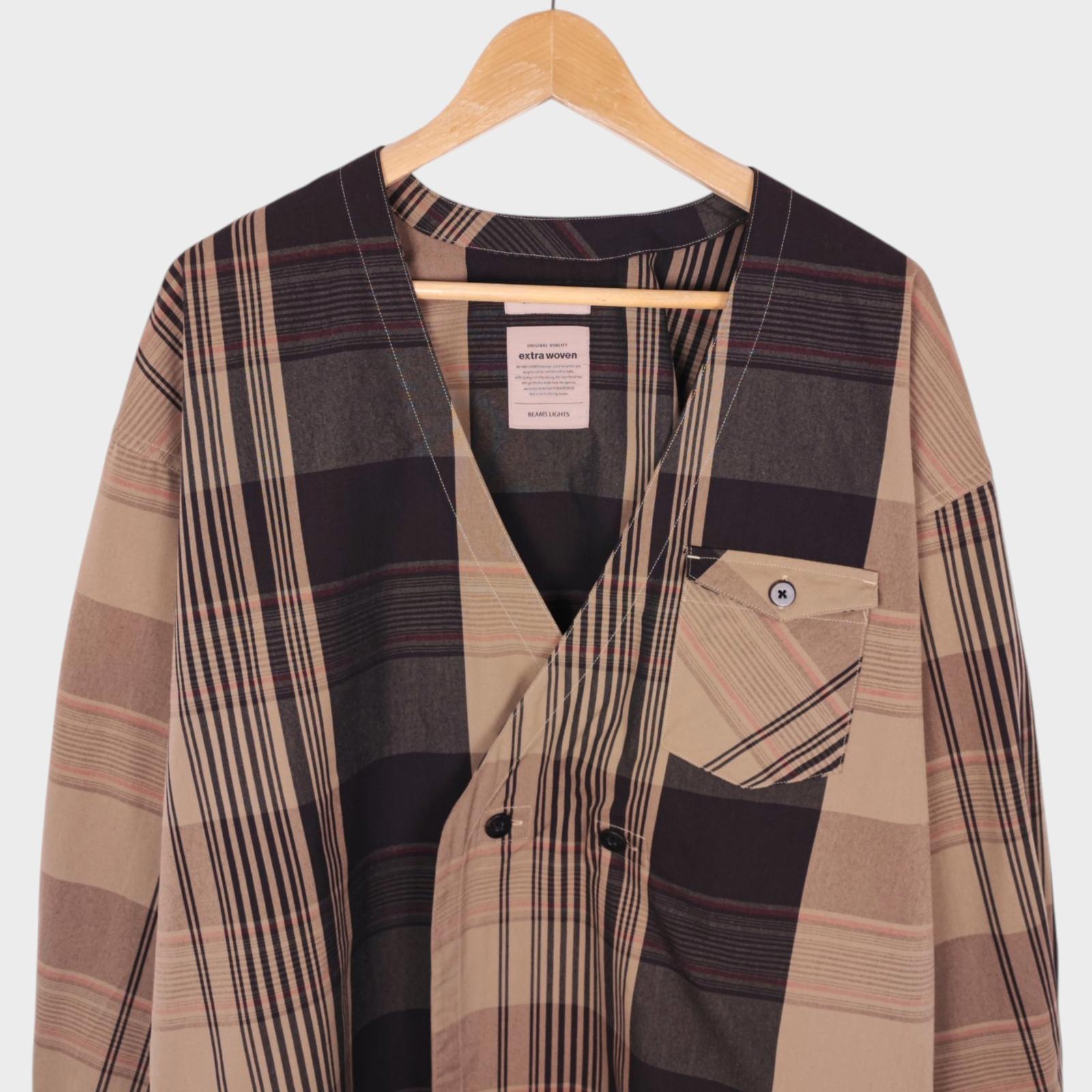 BEAMS Lights Men's Oversized Fit Checked Cardigan Jacket