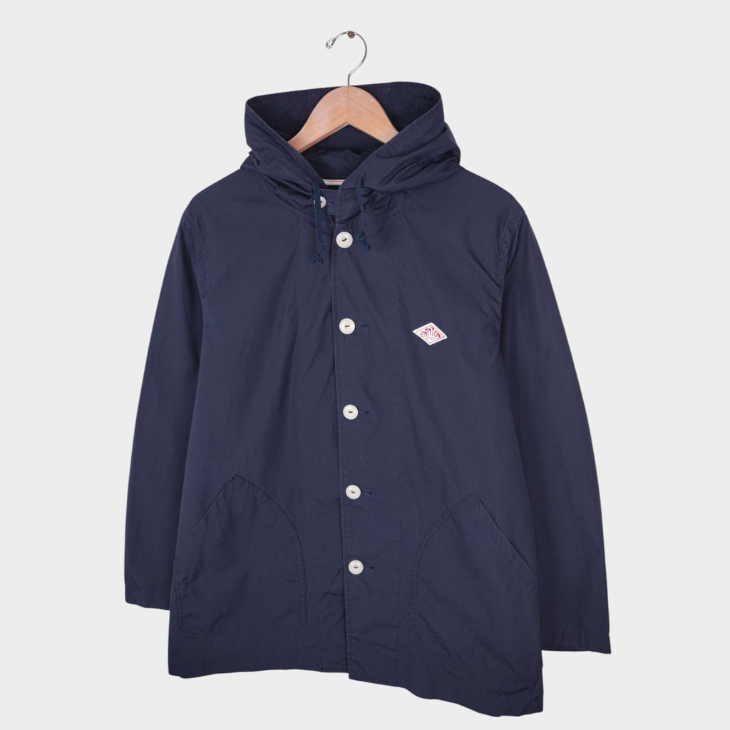 DANTON Men's Blue Made in Japan Cotton Poplin Hooded Jacket
