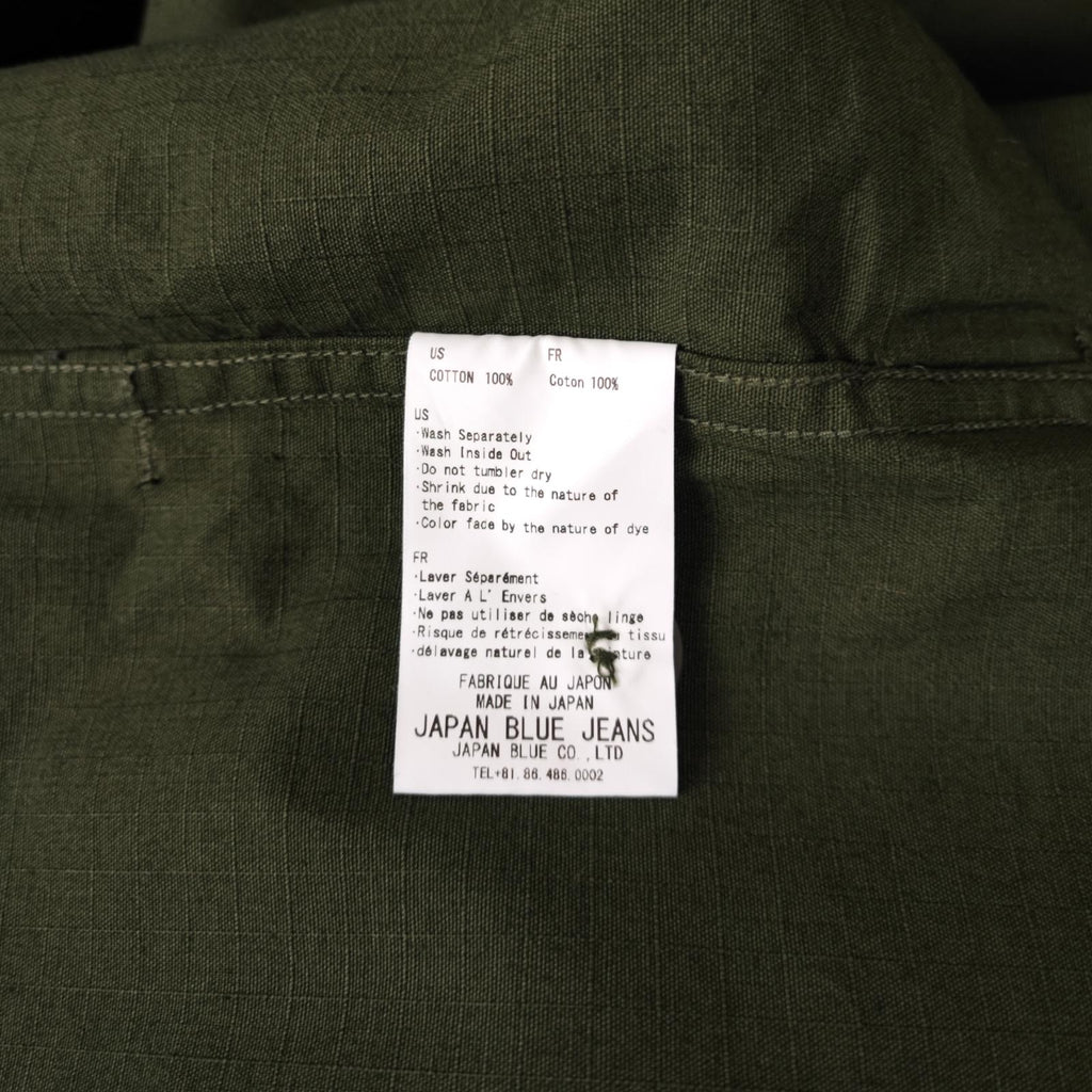 JAPAN BLUE JEANS Men's Made in Japan Green Military Heavyweight Ripstop Cotton Jacket