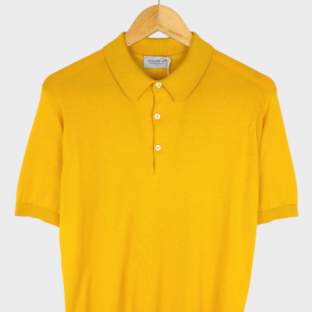 JOHN SMEDLEY Men's Lemon Zest Yellow 100% Sea Island Cotton Reid Polo Shirt