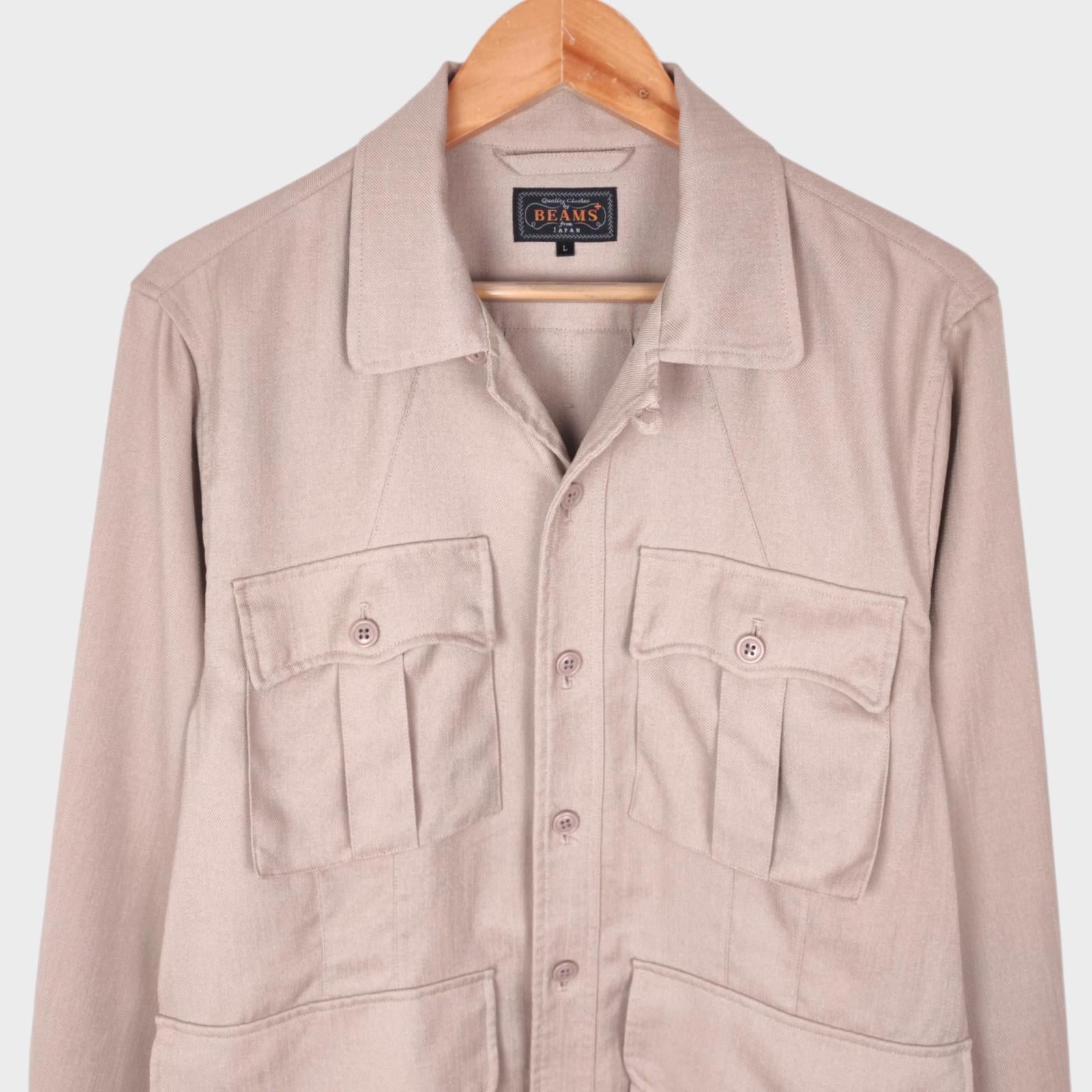 BEAMS PLUS Men's Beige Komatsu Military Tropical Jungle Safari Jacket