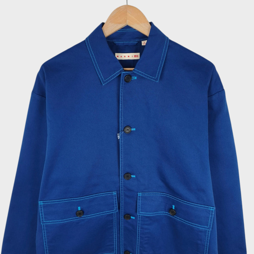 MARNI x UNIQLO Men's Blue Cotton Twill Utility Chore Jacket