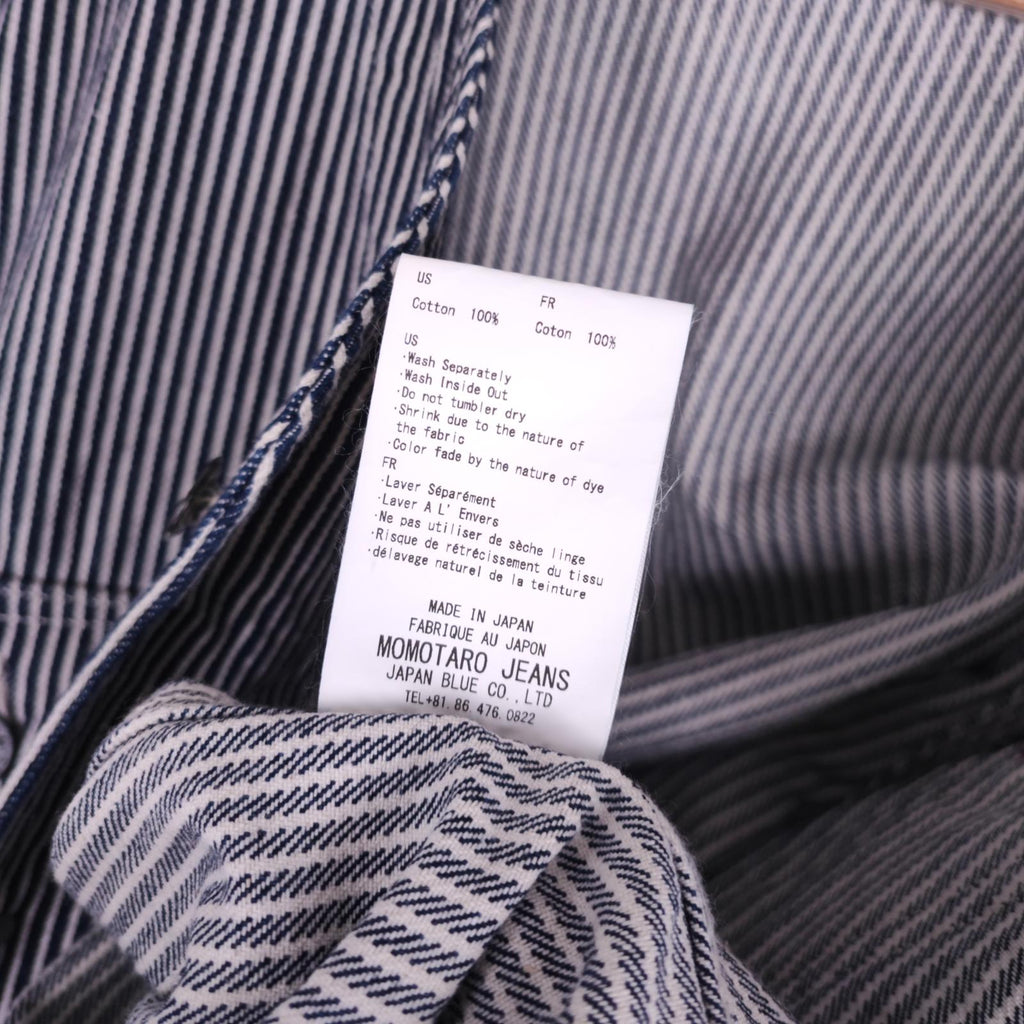 MOMOTARO Men's Made in Japan Hickory Stripe V-Neck Chore Jacket
