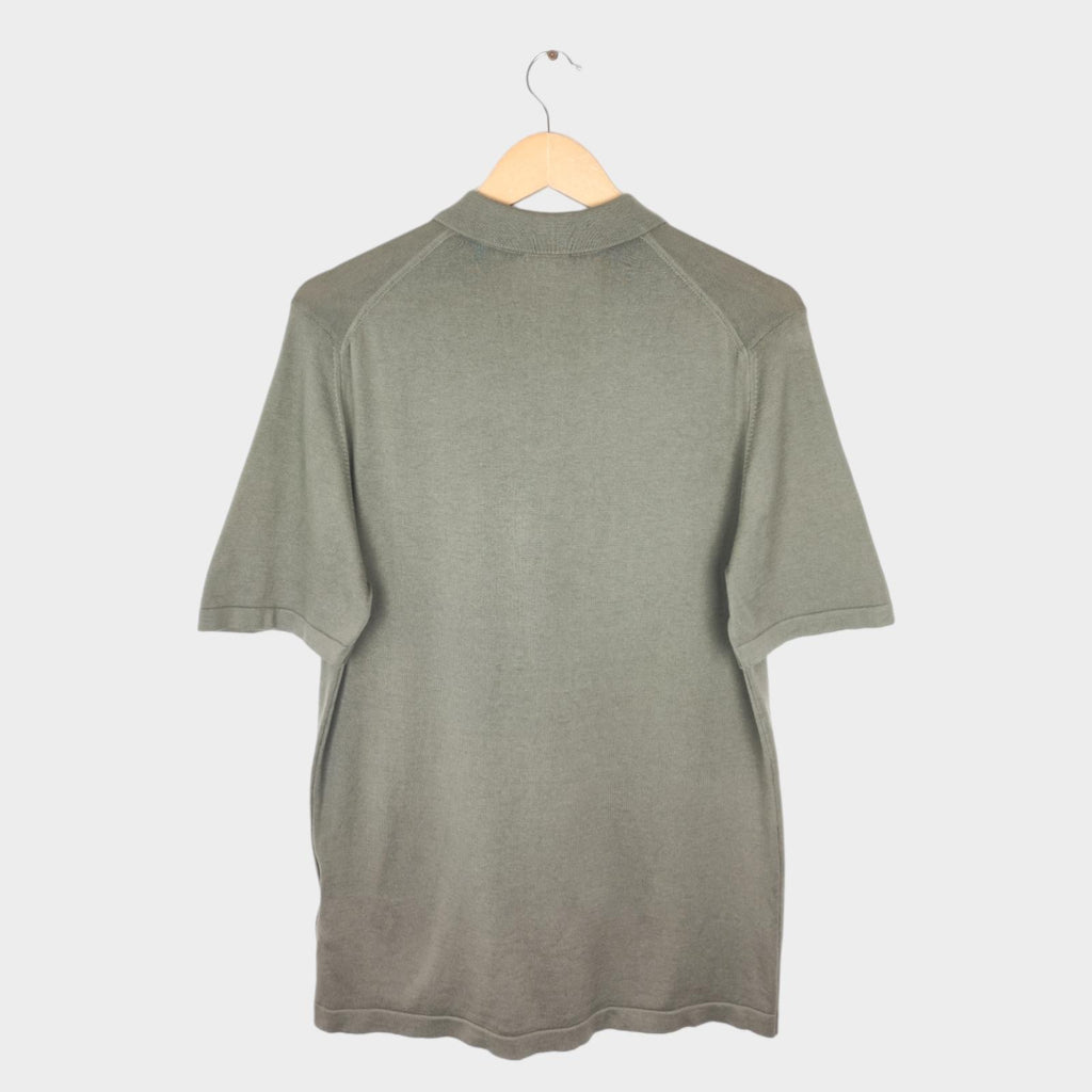 SUNSPEL Men's Light Khaki Green Cotton Knitted Polo Shirt