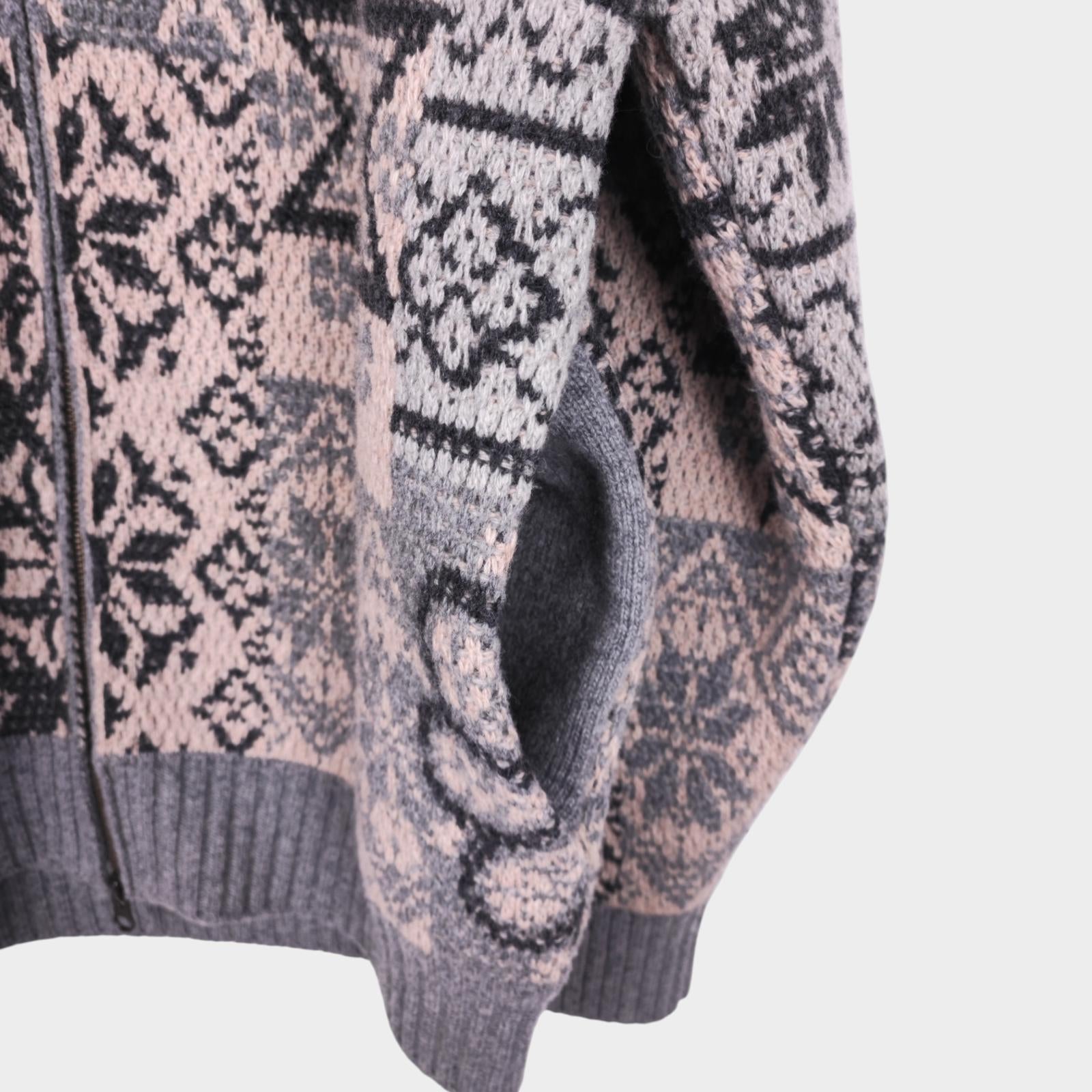 BEAMS PLUS Men's Grey 100% Heavyweight Wool Jacquard Patchwork Jacket