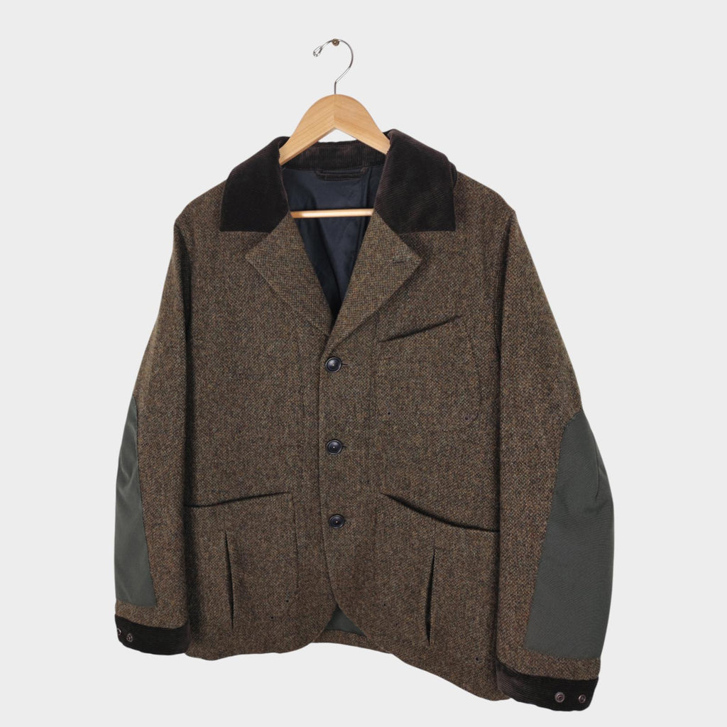 NORBIT BY HIROSHI NOZAWA Men's Khaki Green 100% Wool Tweed Hybrid Fielders Jacket